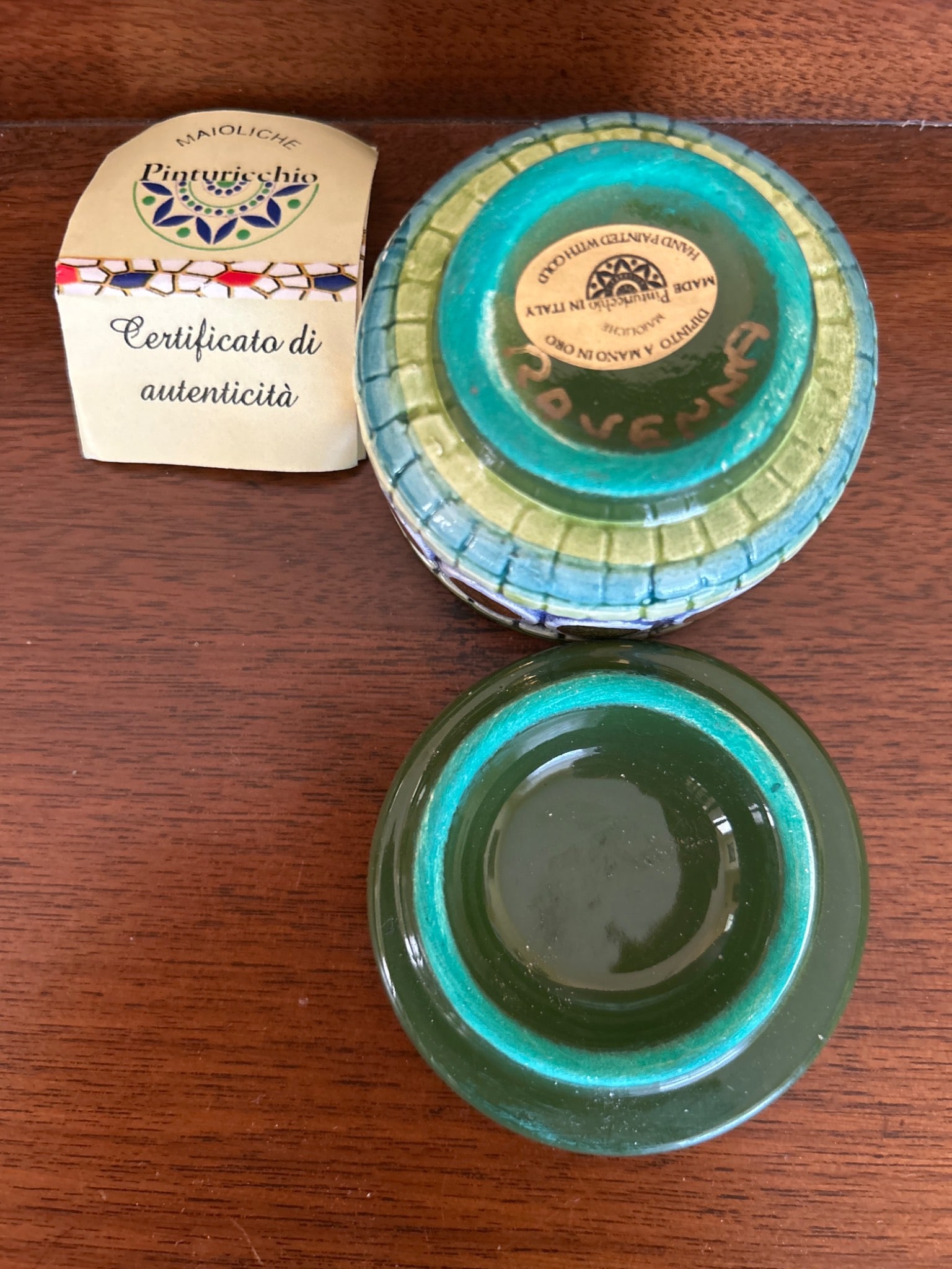 Hand-Painted Italian Maioliche Trinket Box by Pinturicchio, Ravenna Design - 5