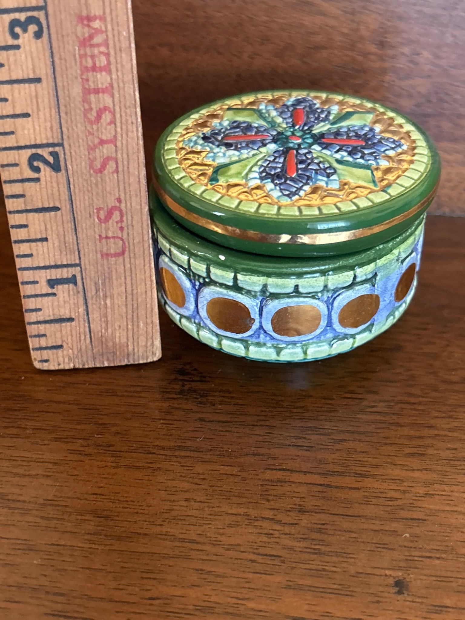 Hand-Painted Italian Maioliche Trinket Box by Pinturicchio, Ravenna Design - 7