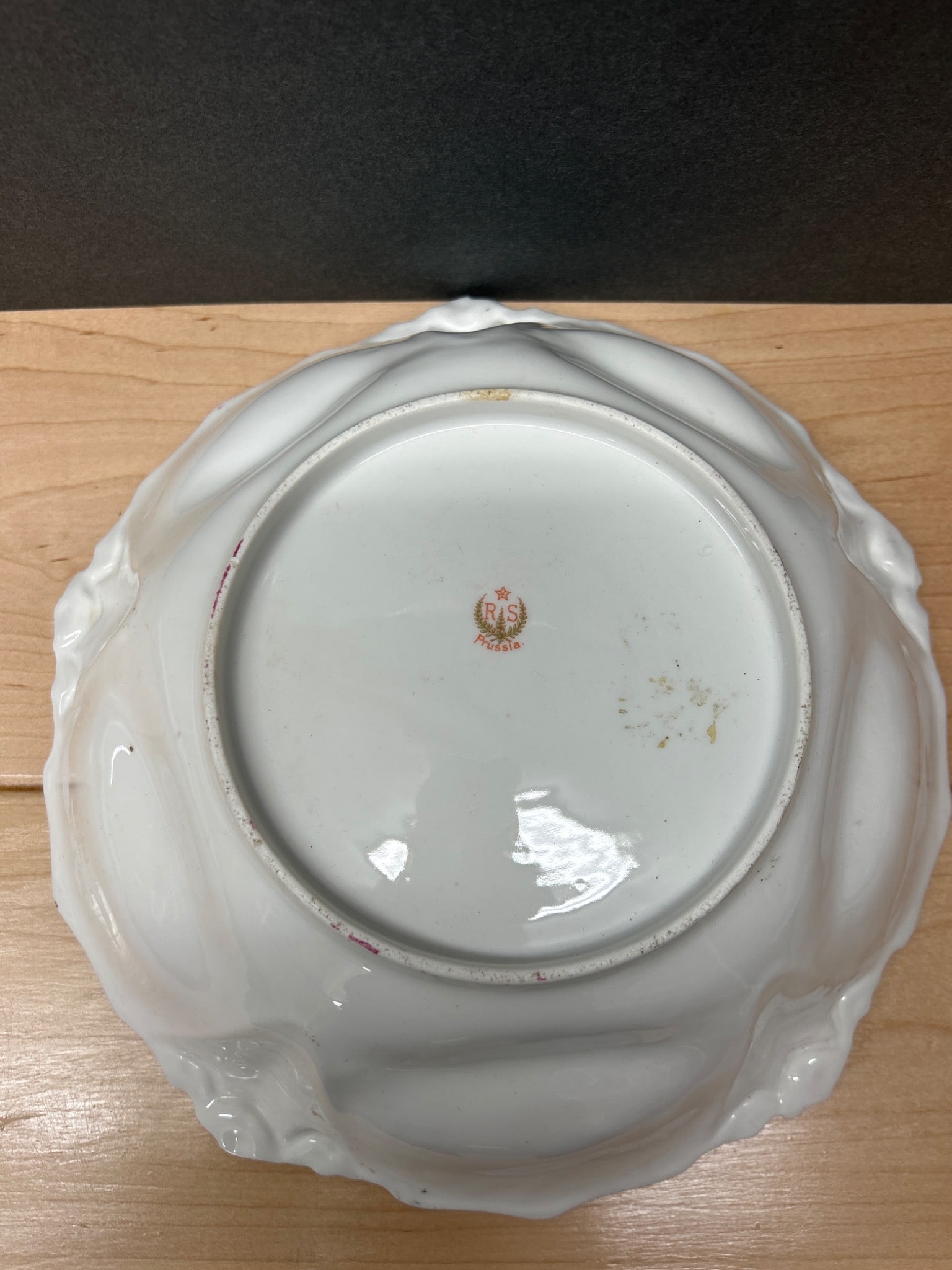 RS Prussia Porcelain Bowl with Floral Pattern and Pink Gradient Rim - 3