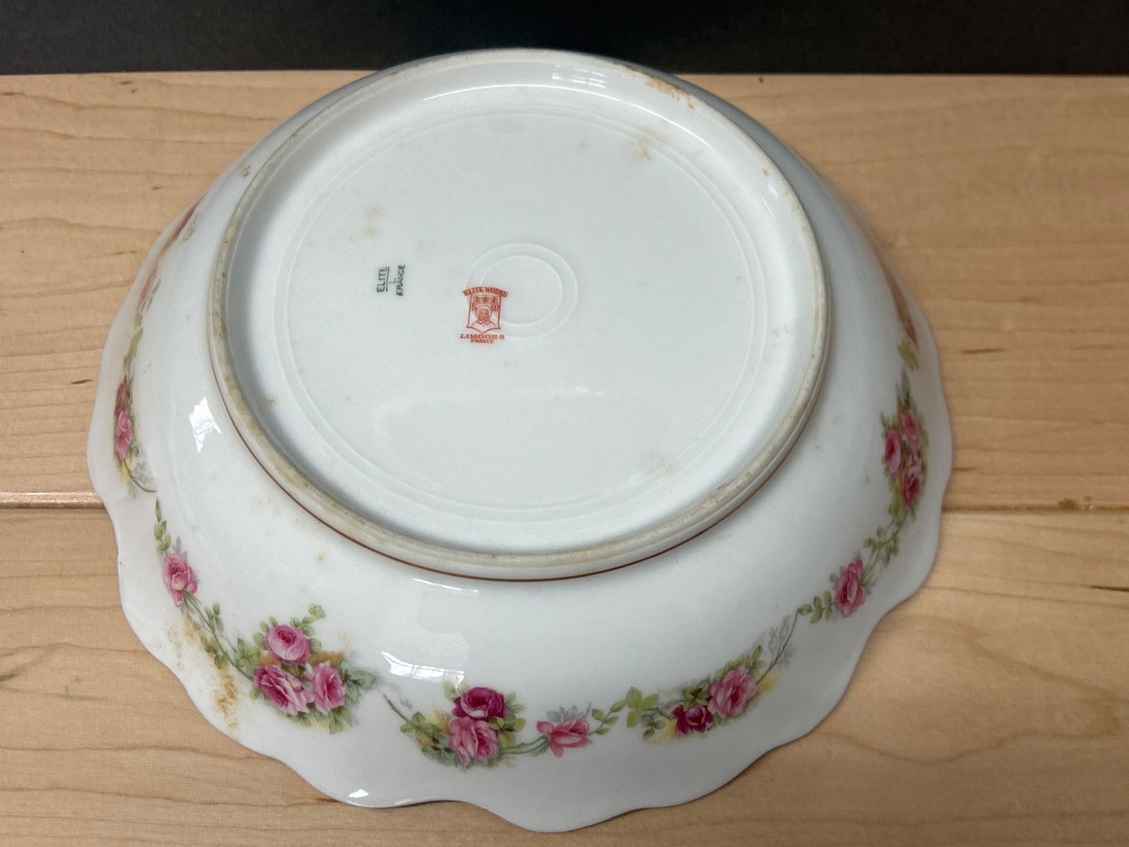 Elite Works Limoges Porcelain Bowl With Pink Rose Pattern and Gold Trim - 3