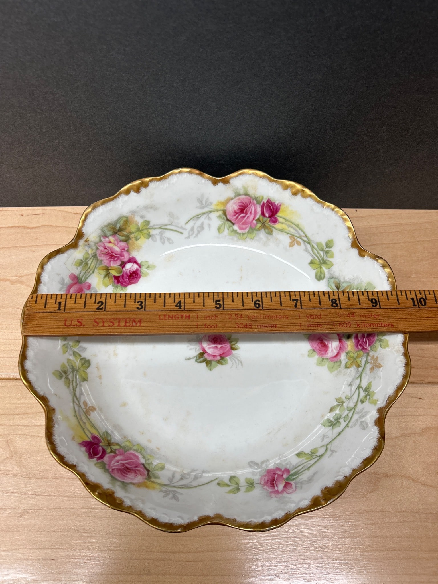 Elite Works Limoges Porcelain Bowl With Pink Rose Pattern and Gold Trim - 5