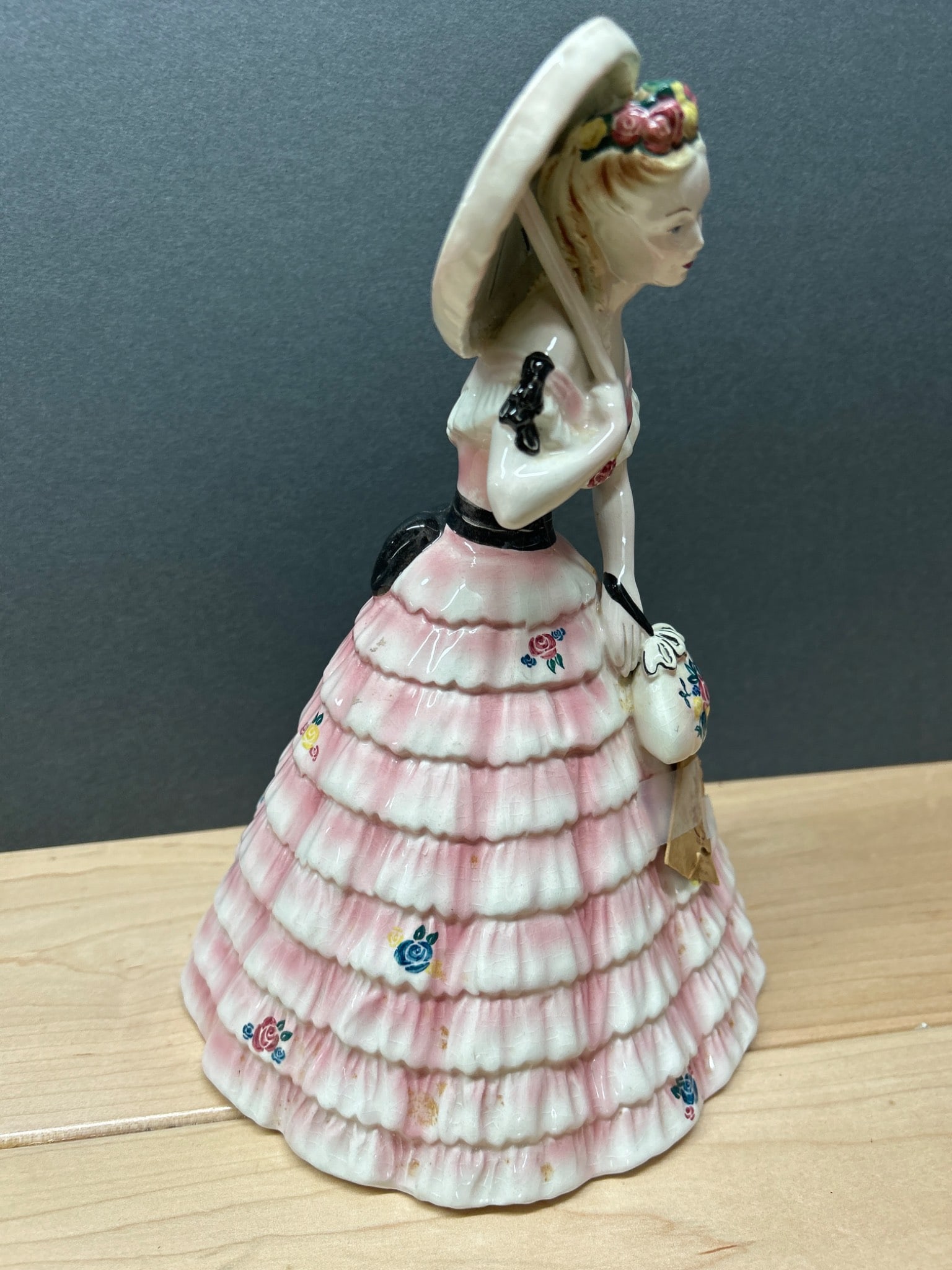 Goldscheider USA Ceramic Figurine with Parasol, Hand-Painted - 3