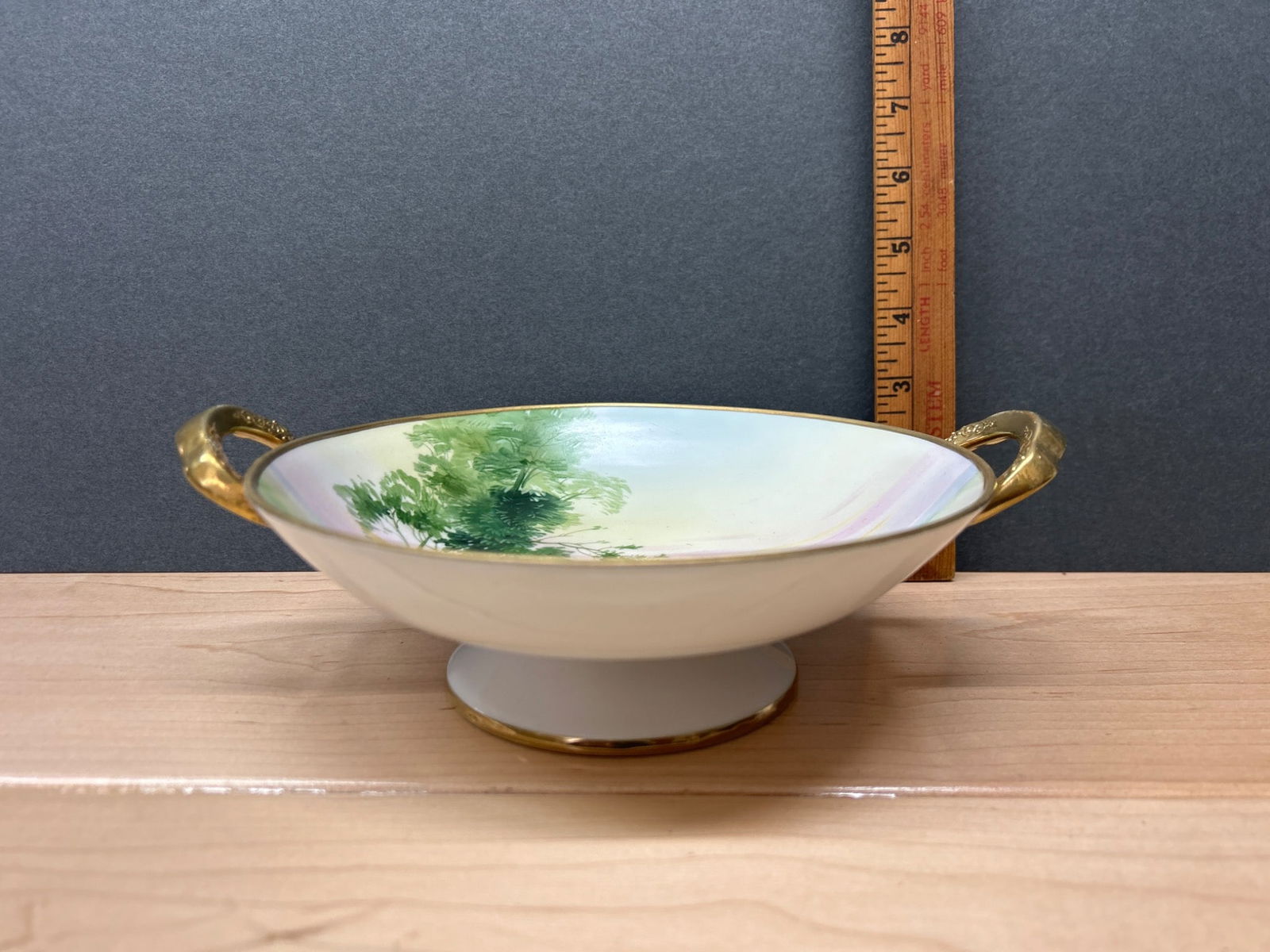 Hand-Painted Nippon Two-Handled Dish With Gold Trim - 2