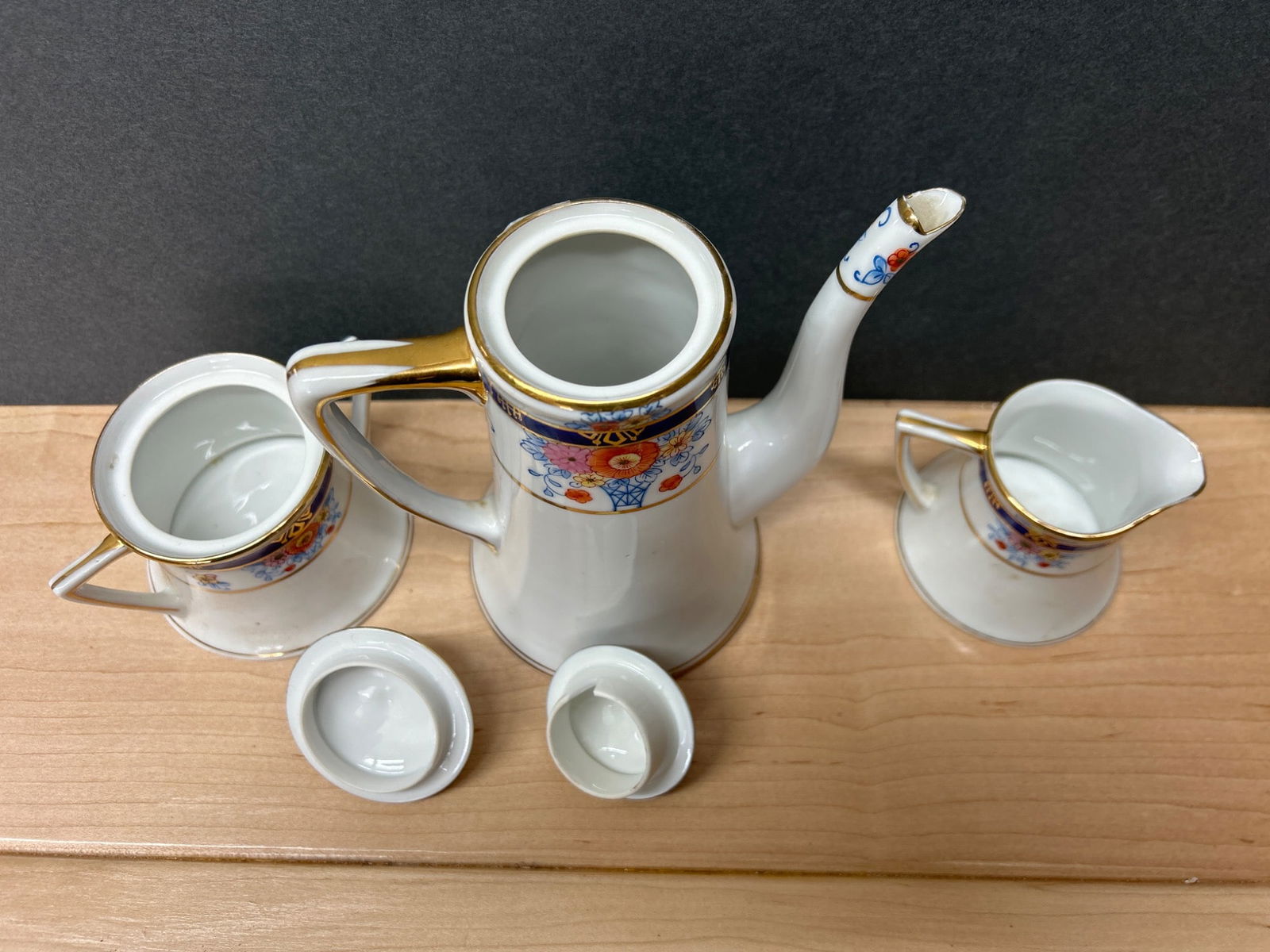 Hand Painted Nippon Porcelain Coffee/Tea Set with Floral Design - 5