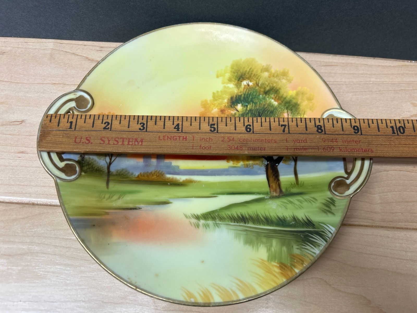 Hand-Painted Nippon Plate with Handles and Landscape Scene - 4