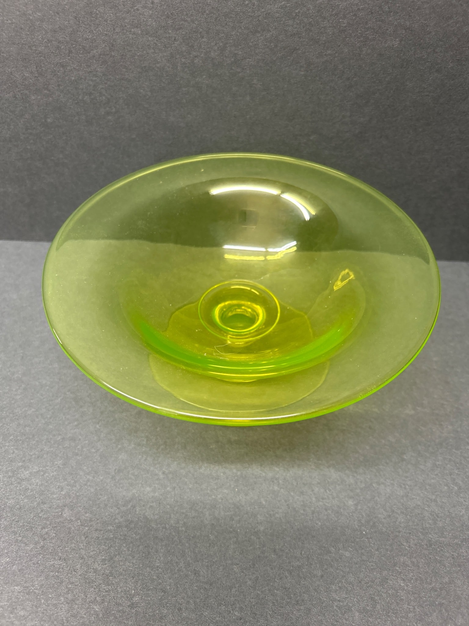 Uranium Glass Compote Dish with Pedestal Base - 2