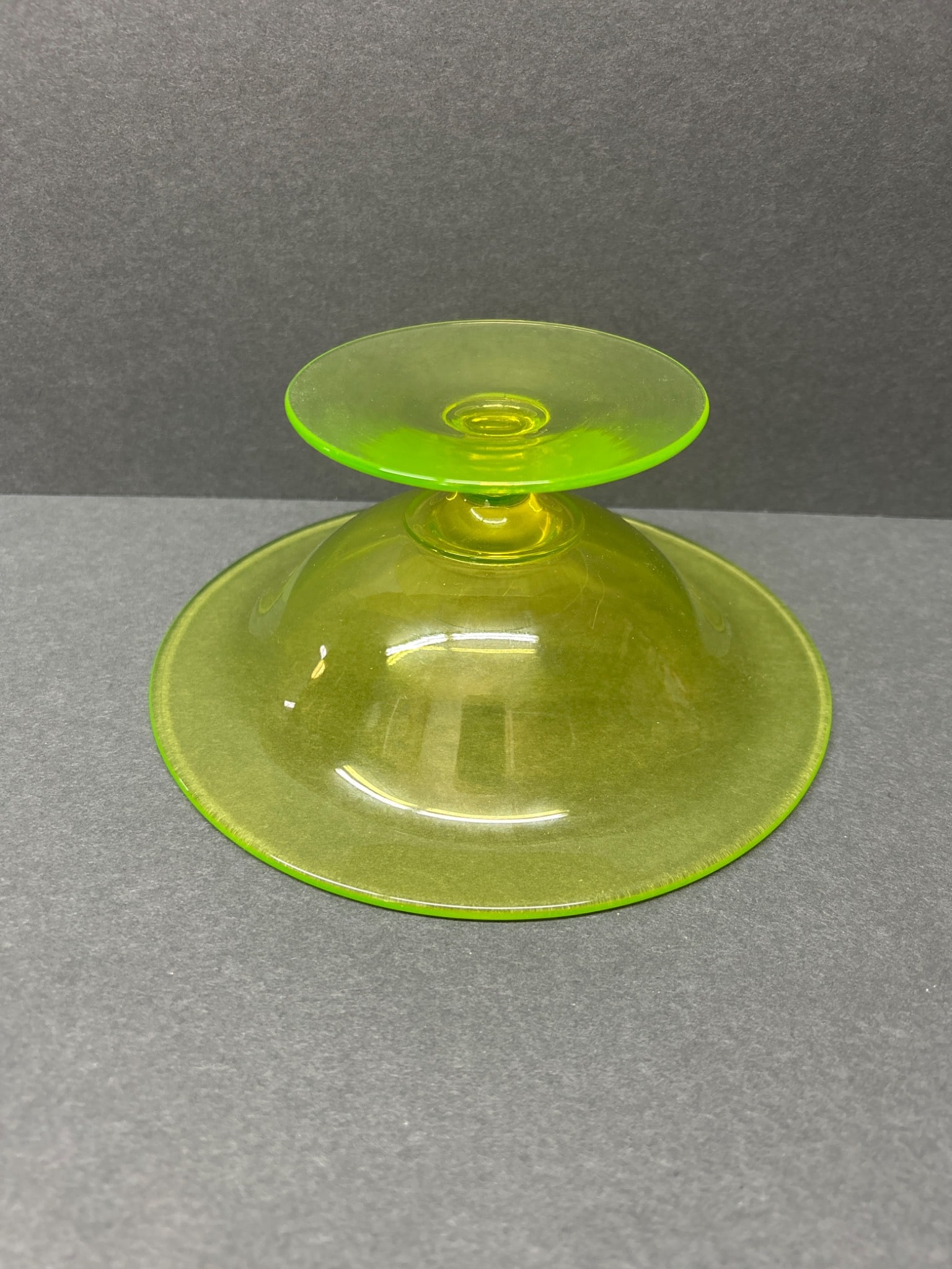 Uranium Glass Compote Dish with Pedestal Base - 3