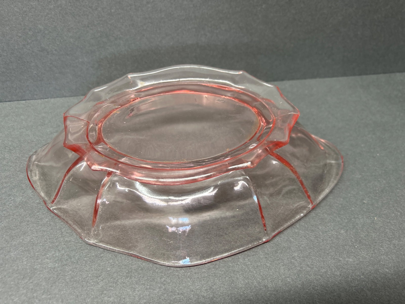 Red Transparent Glass Bowl with Fluted Rim and Base Support - 4
