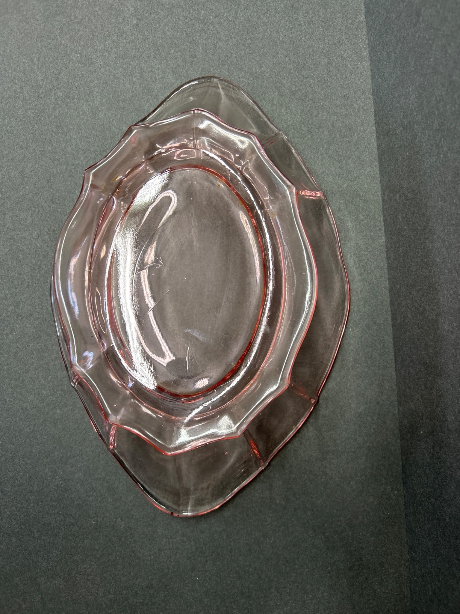 Red Transparent Glass Bowl with Fluted Rim and Base Support - 5