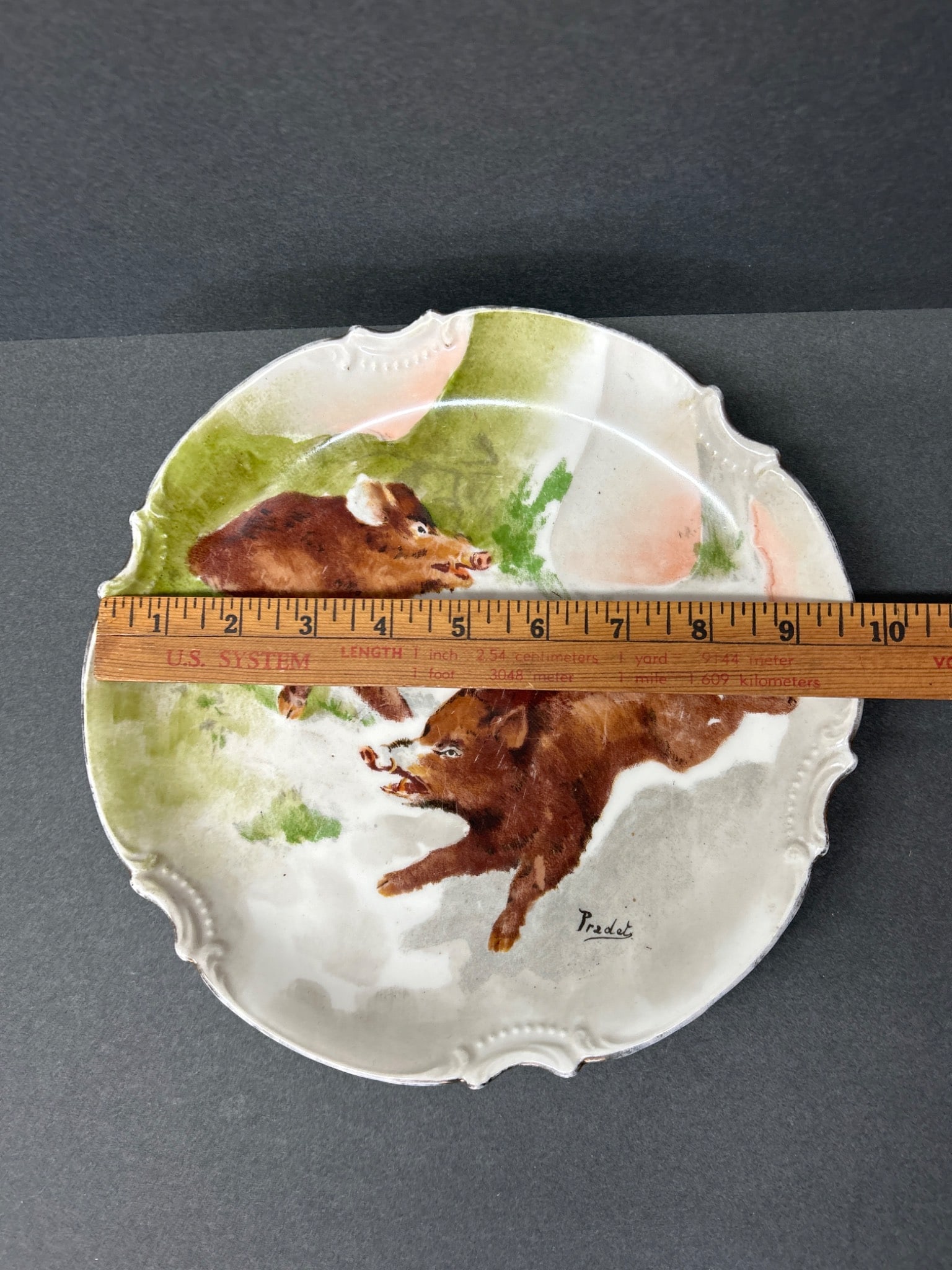 Limoges France C. Ahrenfeldt Handpainted Plate with Wild Boar Design - 3