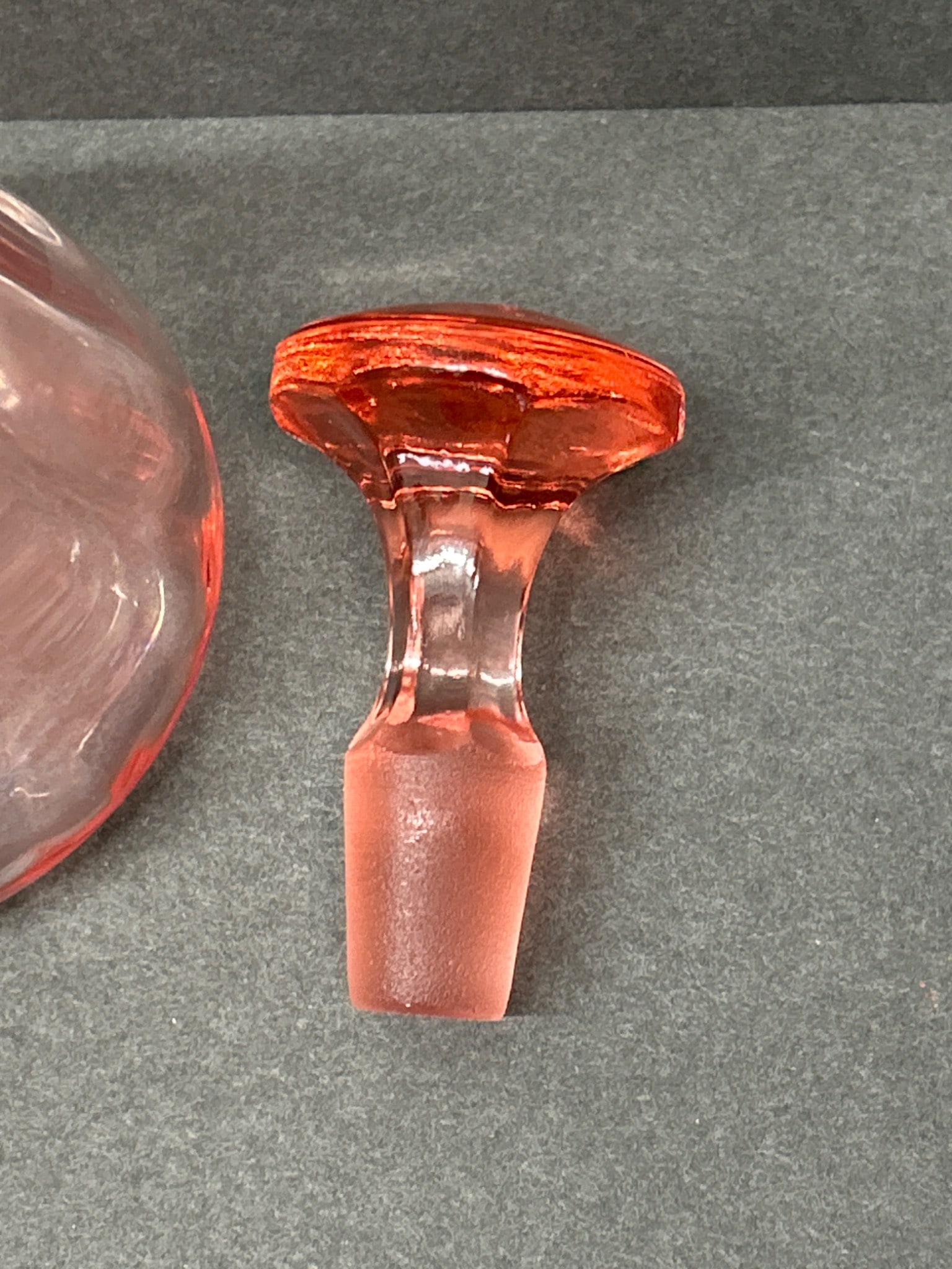 Pink Glass Decanter with Stopper, Approximately 8.5 Inches Tall - 4