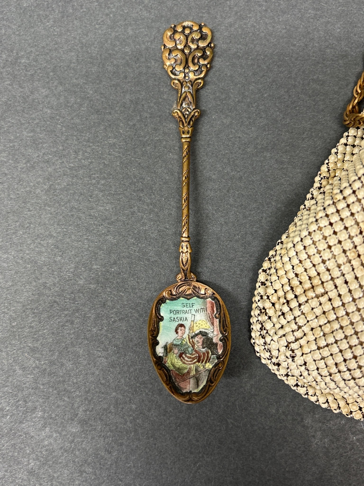 Mesh Whiting & Davis Purse and Czechoslovakian Souvenir Spoon Set - 2