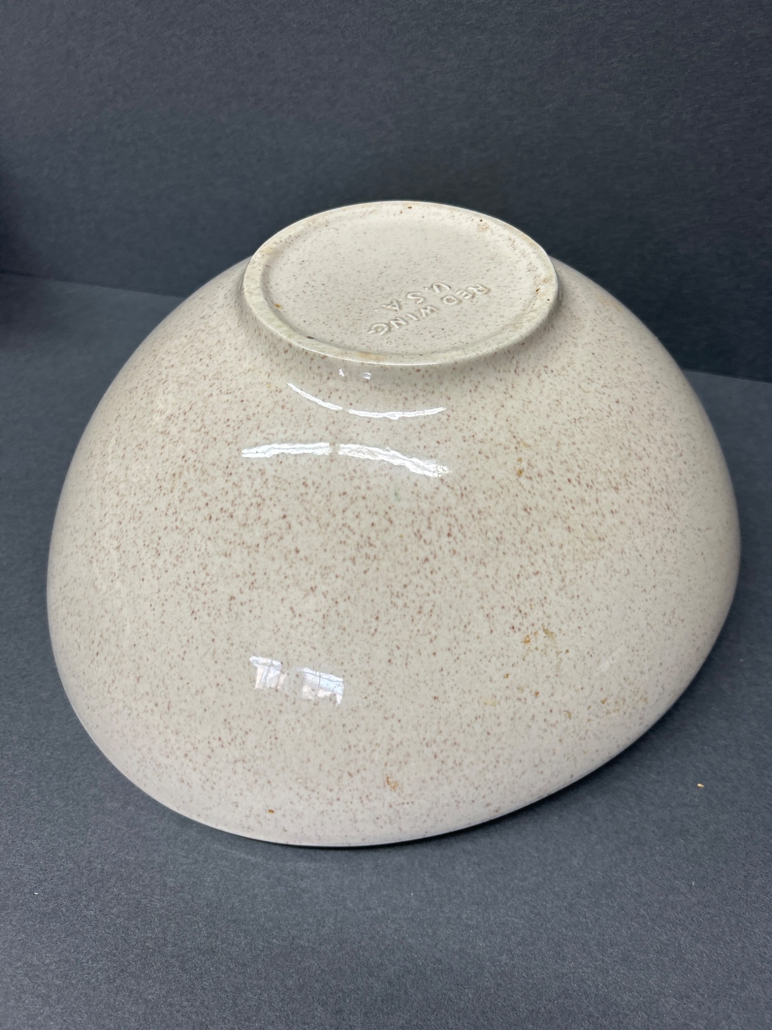 Red Wing USA Ceramic Speckled Bowl with Marked Base - 7