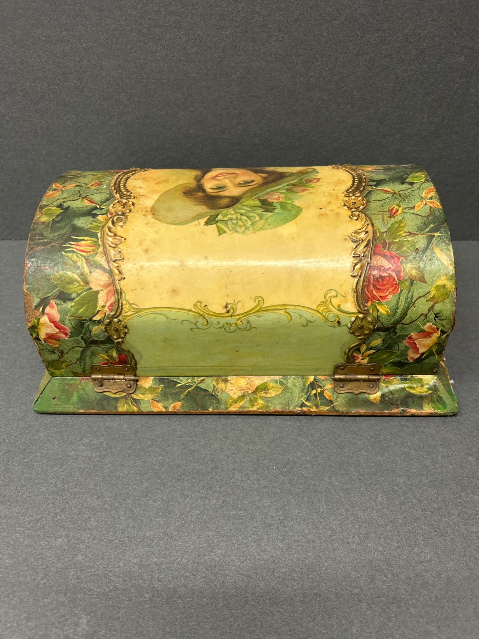 Decorative Wooden Box With Floral Motif and Portrait Design - 4