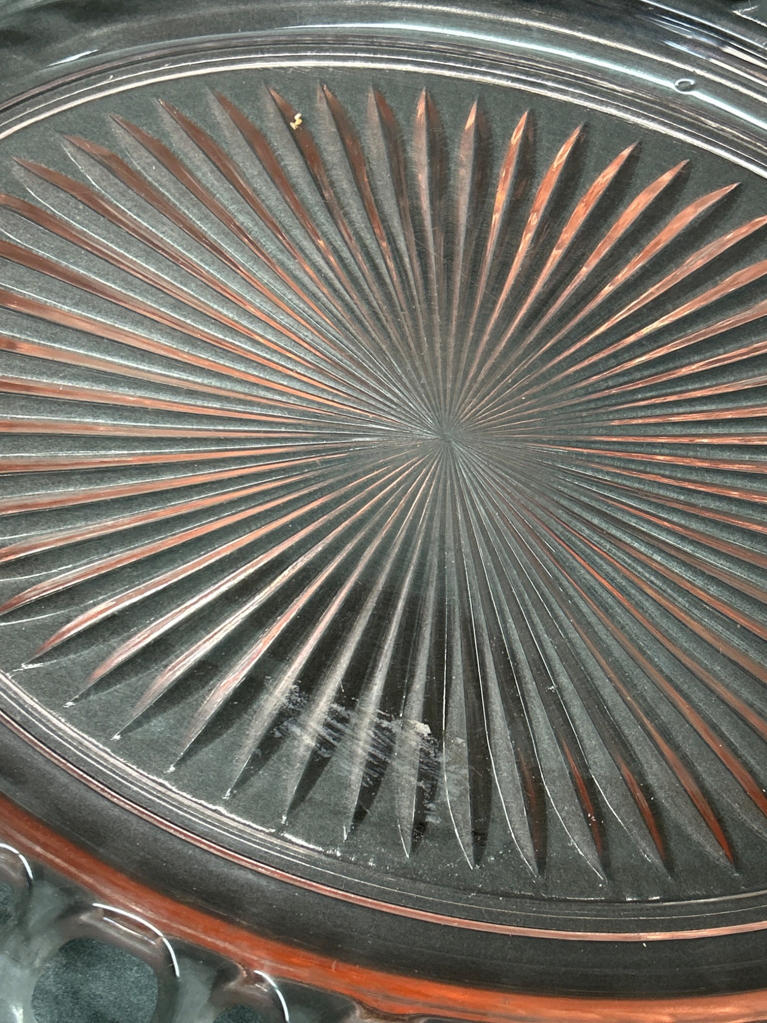 Pink Depression Glass Oval Plates with Open Lace Edge, Set of 2 - 5