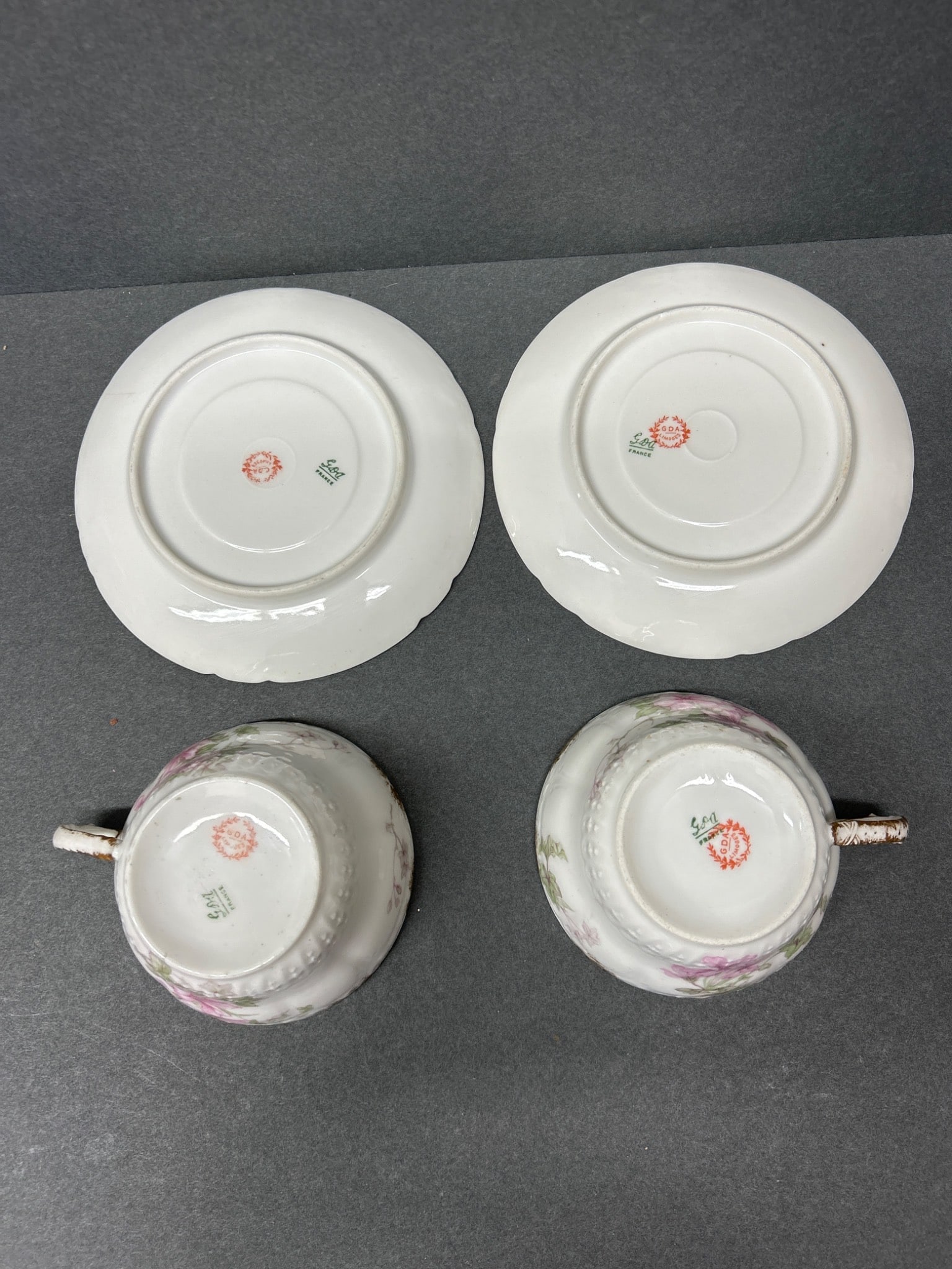 GDA Limoges Porcelain Tea Set with Floral Design, Made in France - 4