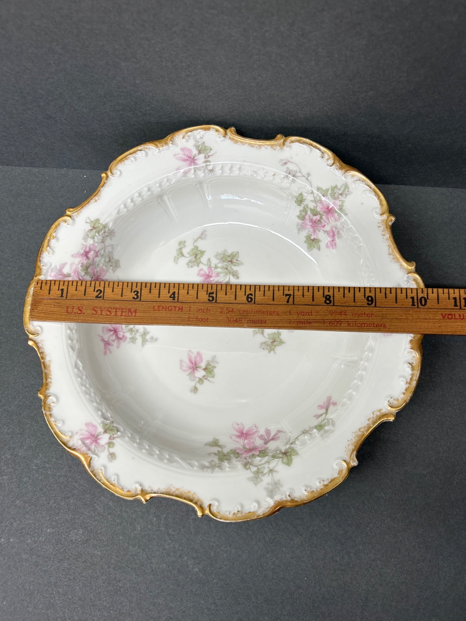 GDA Limoges Scalloped Porcelain Bowl with Floral Design, Approx. 9 Inches - 2