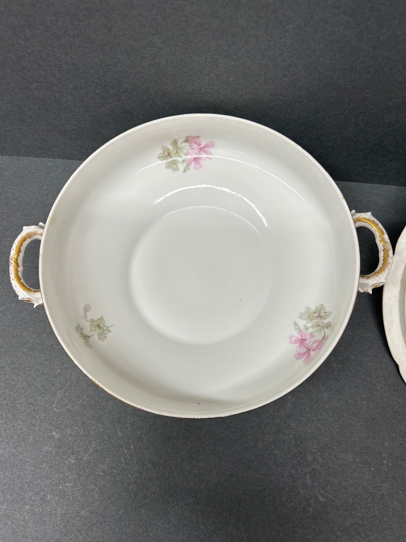 Limoges France GDA Porcelain Covered Dish with Floral Design and Gold Accents - 5