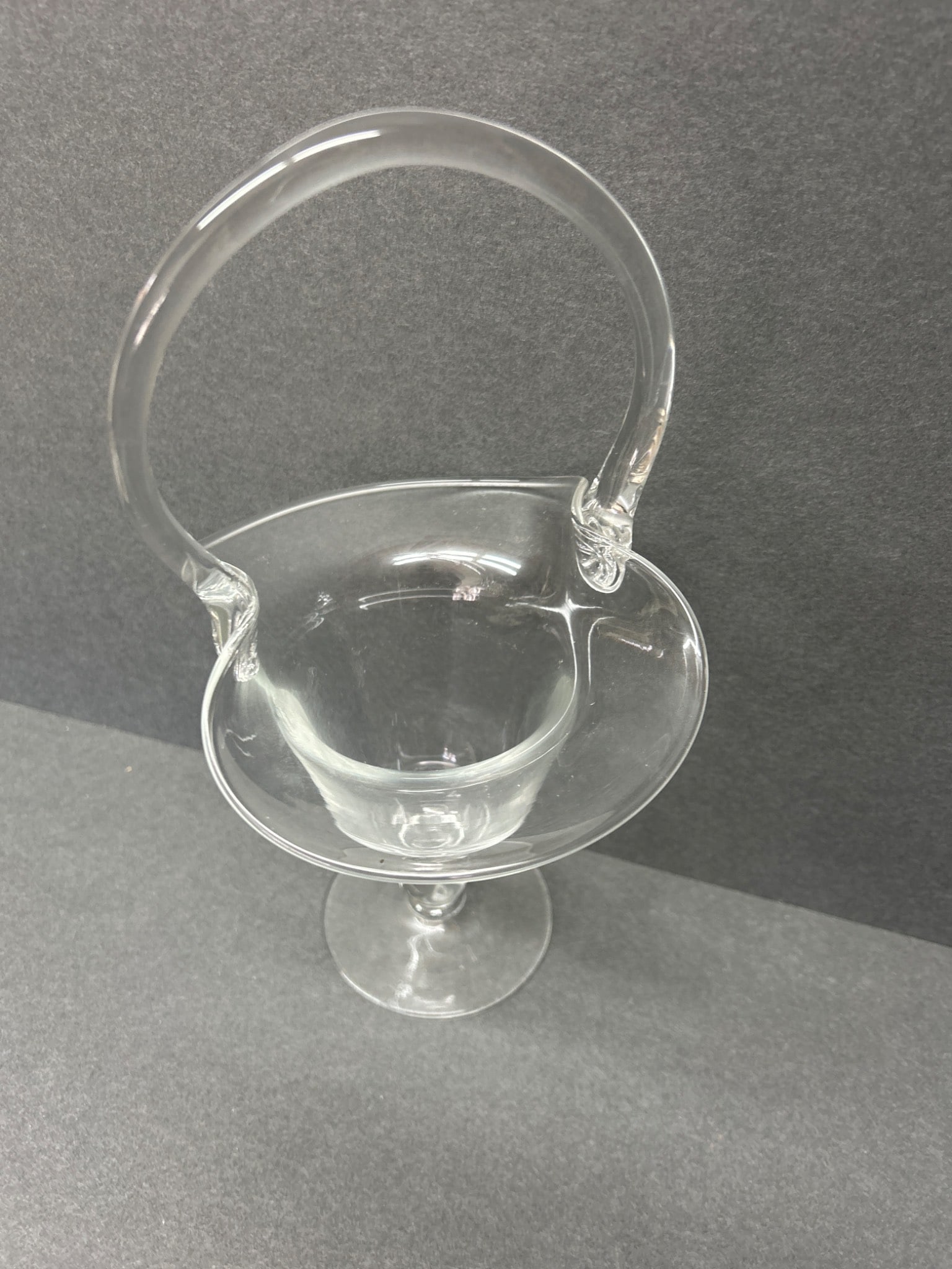 Clear Glass Basket with Pedestal Base and Handled Design - 2