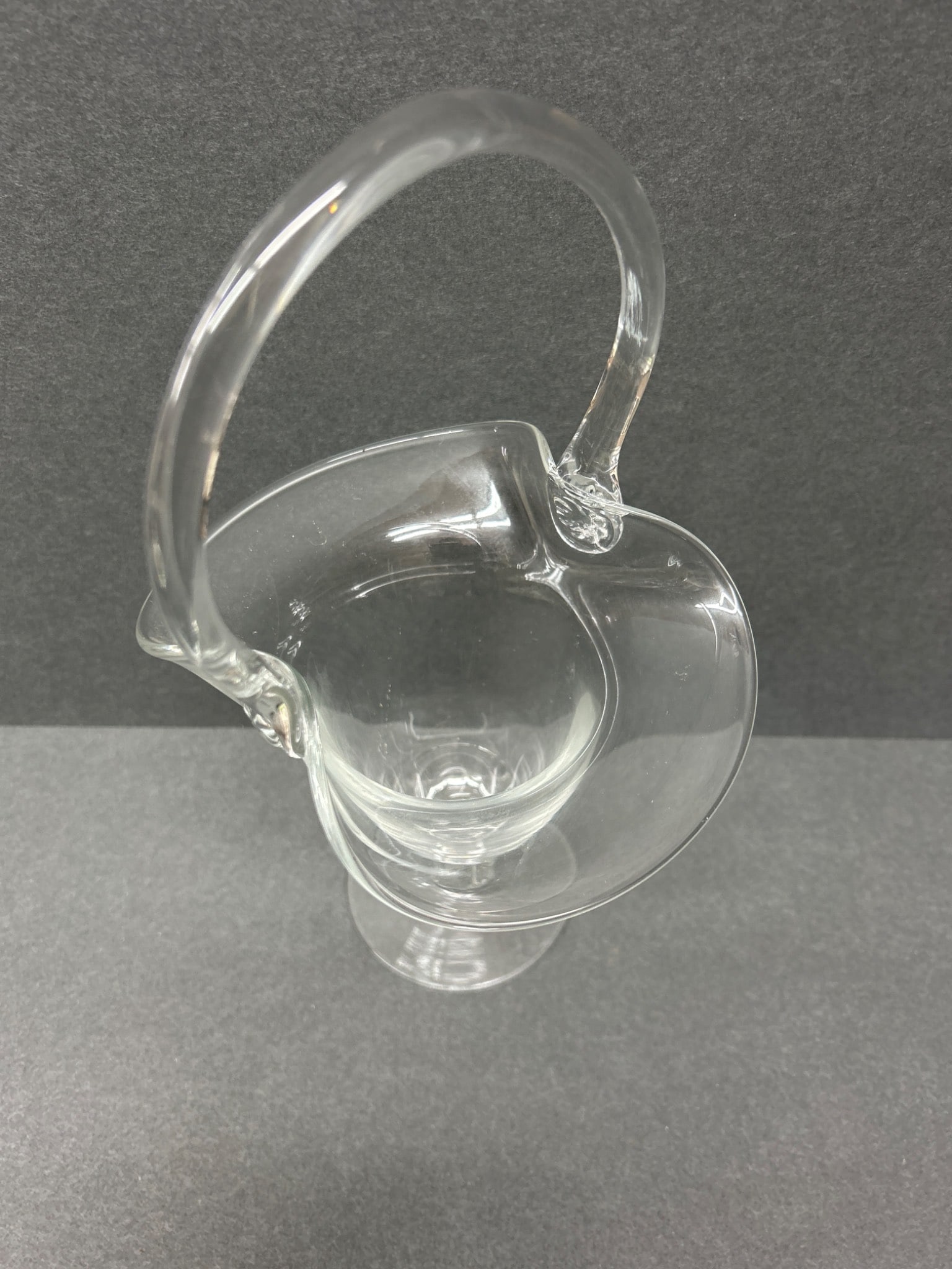 Clear Glass Basket with Pedestal Base and Handled Design - 4