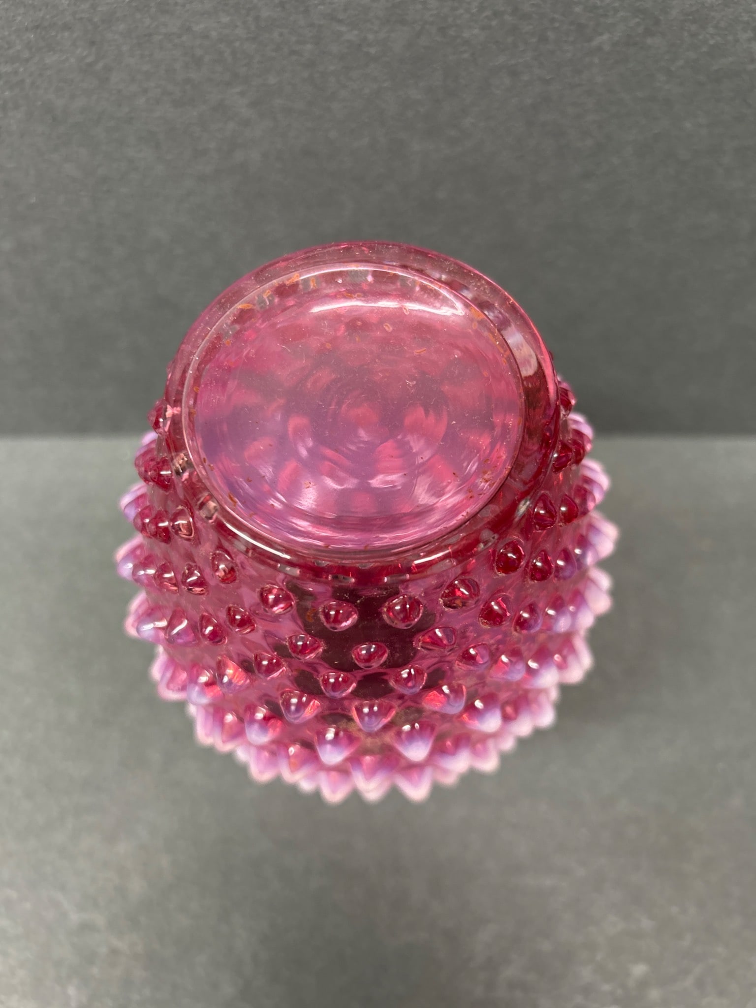 Pink Hobnail Glass Vase with Ruffled Rim, Approx. 4 Inches Tall - 8