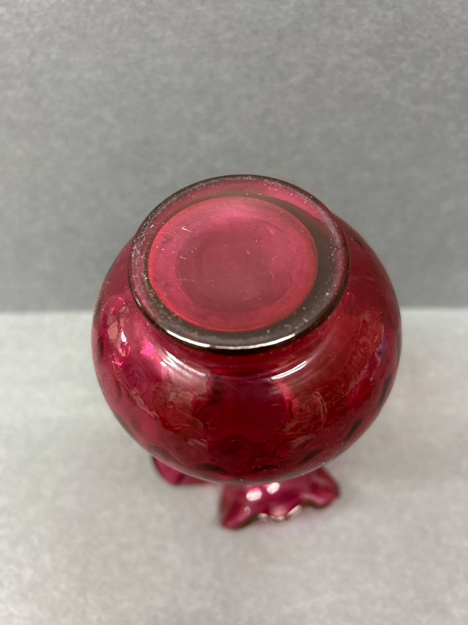 Ruby Red Hand-Blown Glass Vase with Ruffled Rim - 5 inches - 6
