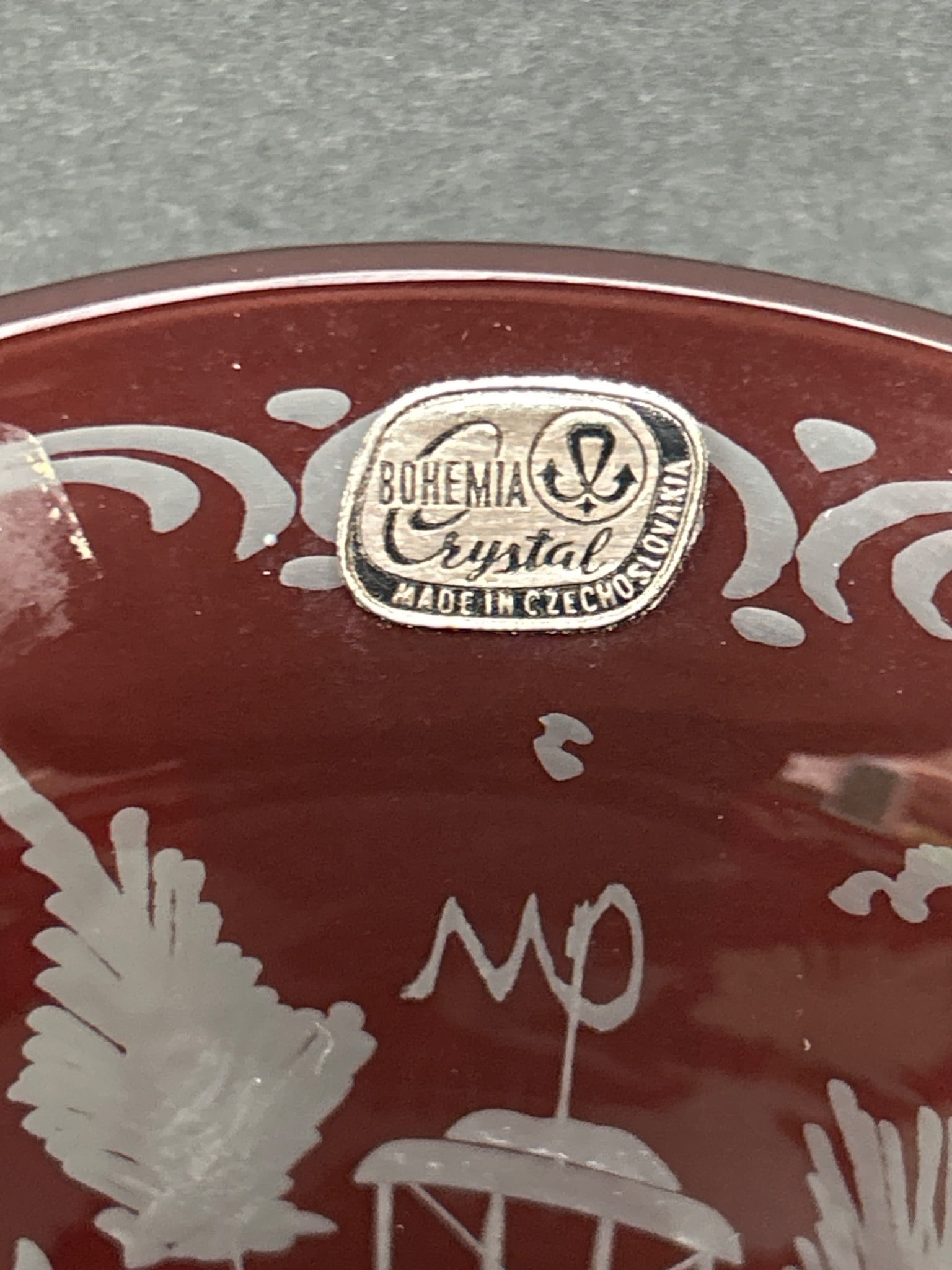 Bohemia Crystal Vase Made in Czechoslovakia with Etched Design - 5