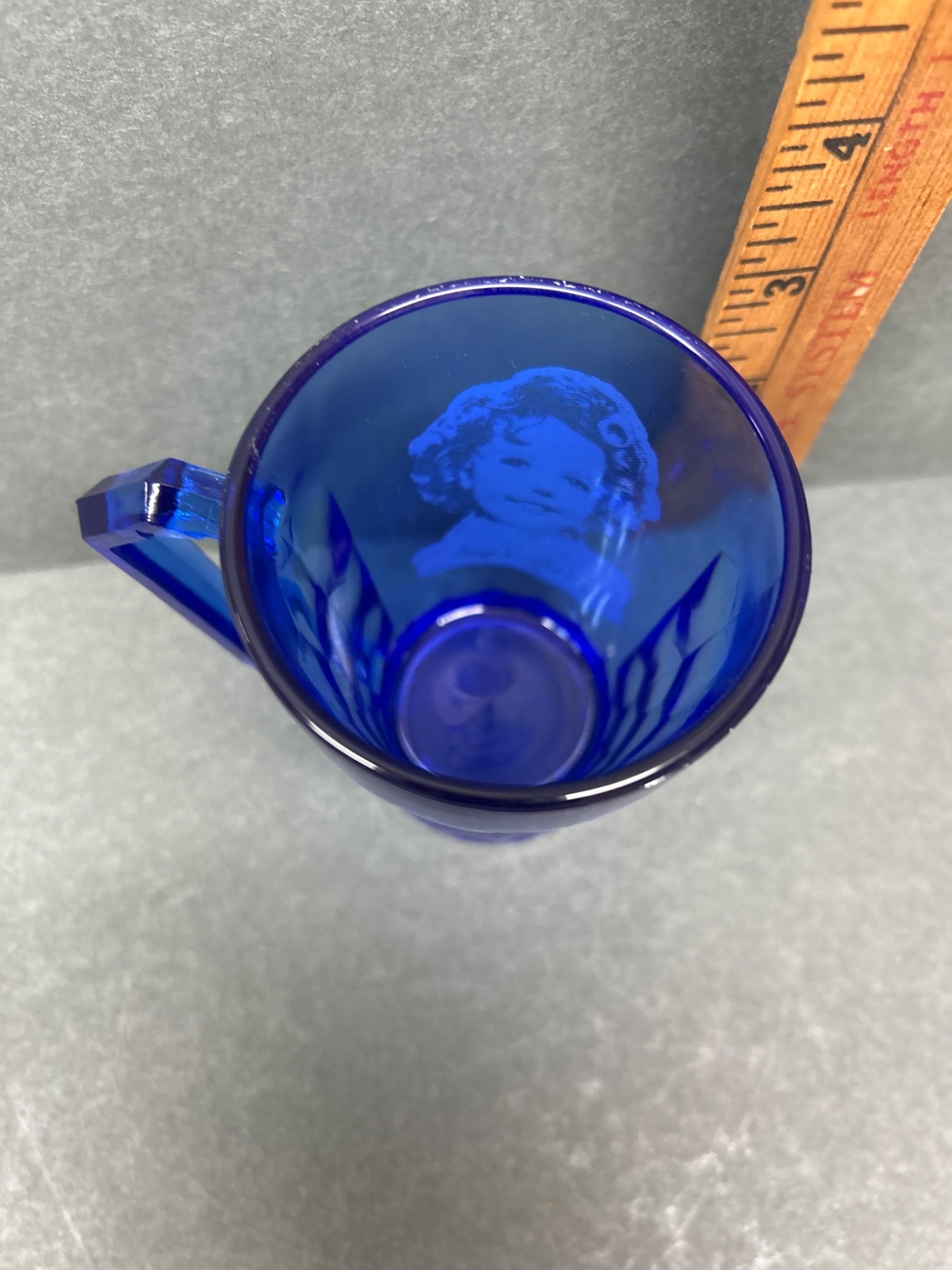 Cobalt Blue Glass Mug Featuring Portrait Design With Handle - 4