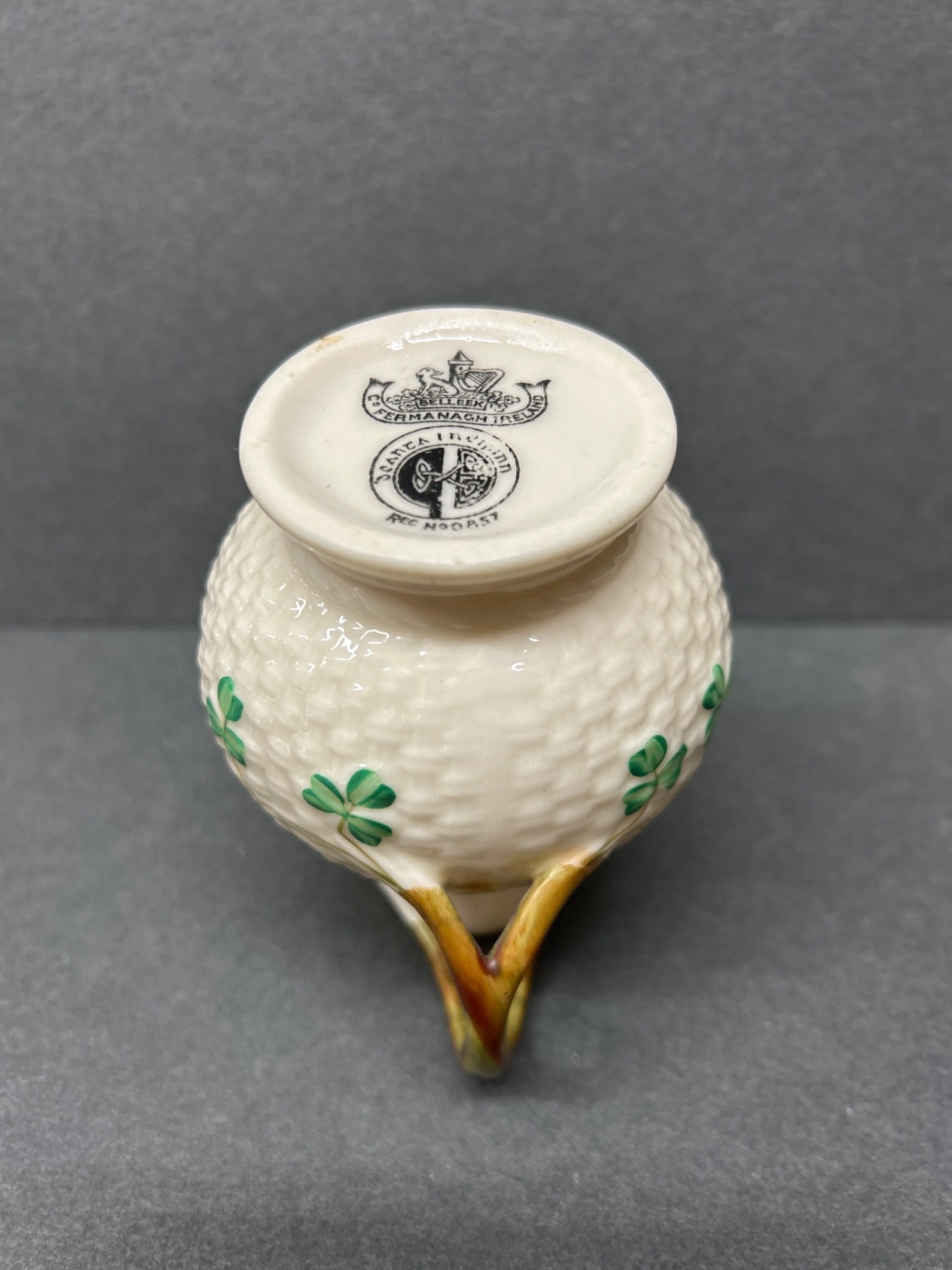 Belleek Ireland Pitcher, Shamrock Design, Reg No. 0857 - 5
