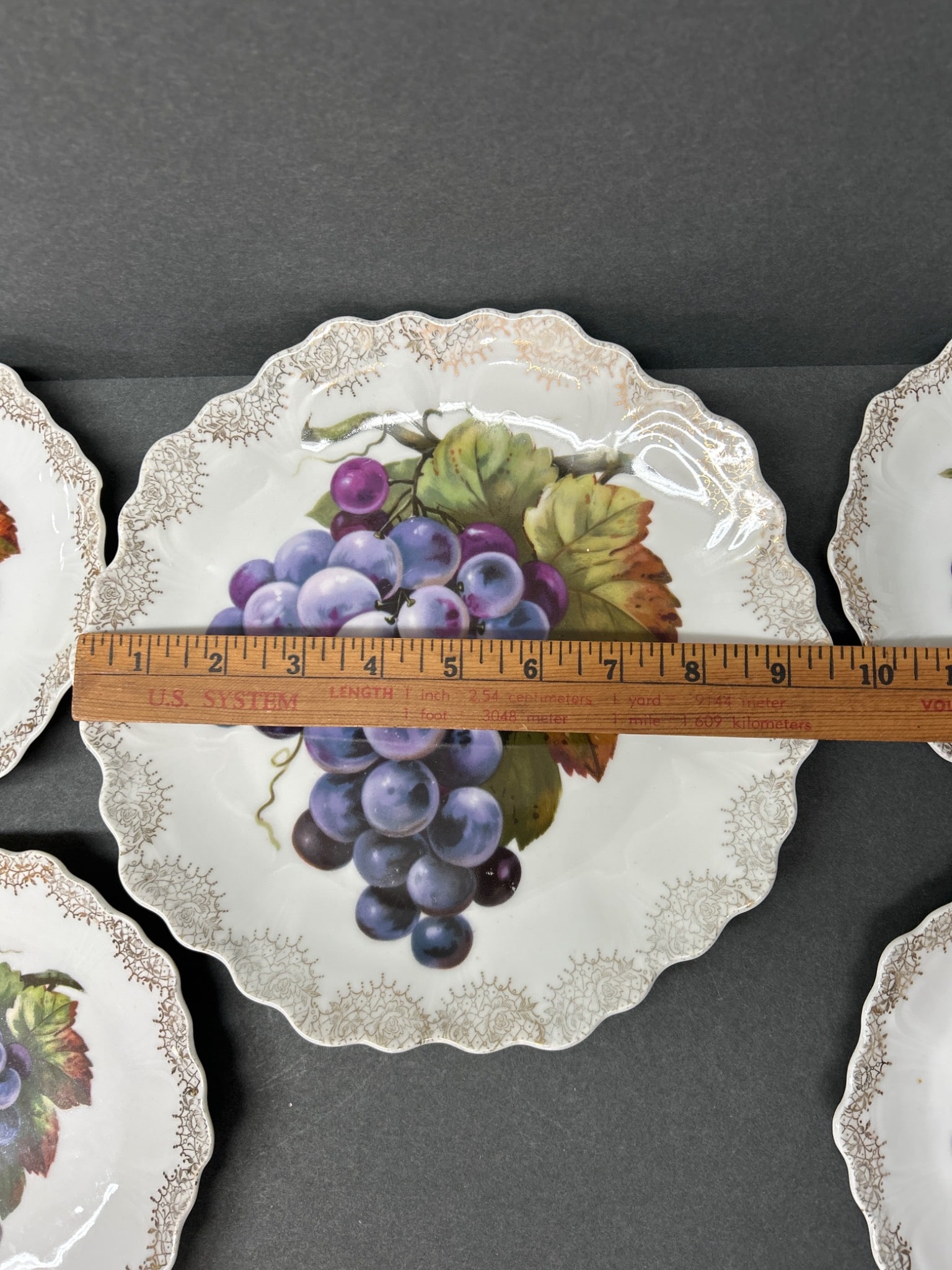 6 Z.S. & Co Bavaria Porcelain Plates with Grapevine Design - 4