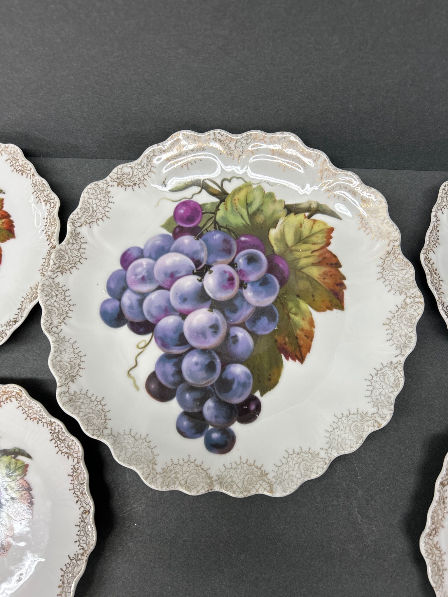 6 Z.S. & Co Bavaria Porcelain Plates with Grapevine Design - 5