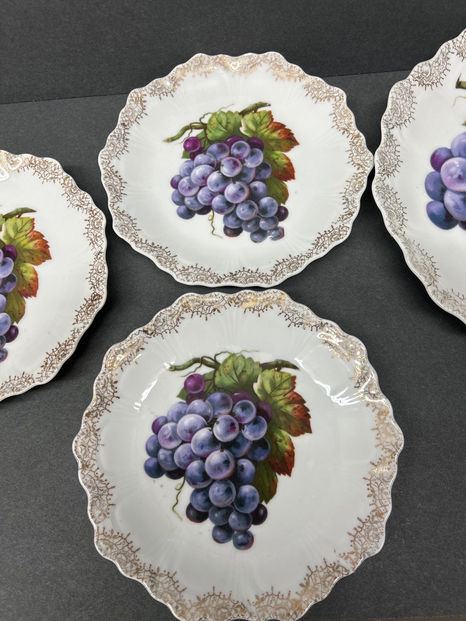 6 Z.S. & Co Bavaria Porcelain Plates with Grapevine Design - 6