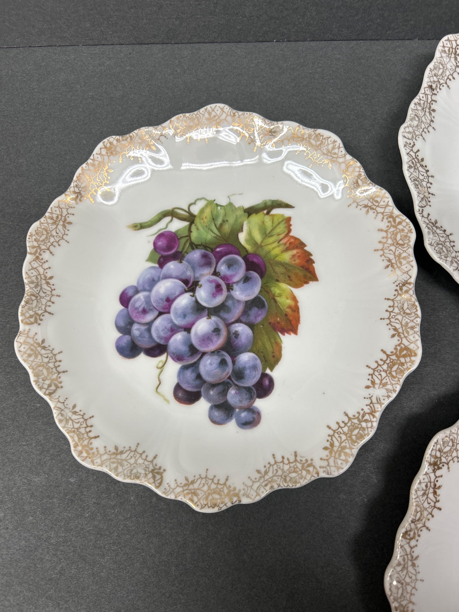 6 Z.S. & Co Bavaria Porcelain Plates with Grapevine Design - 7