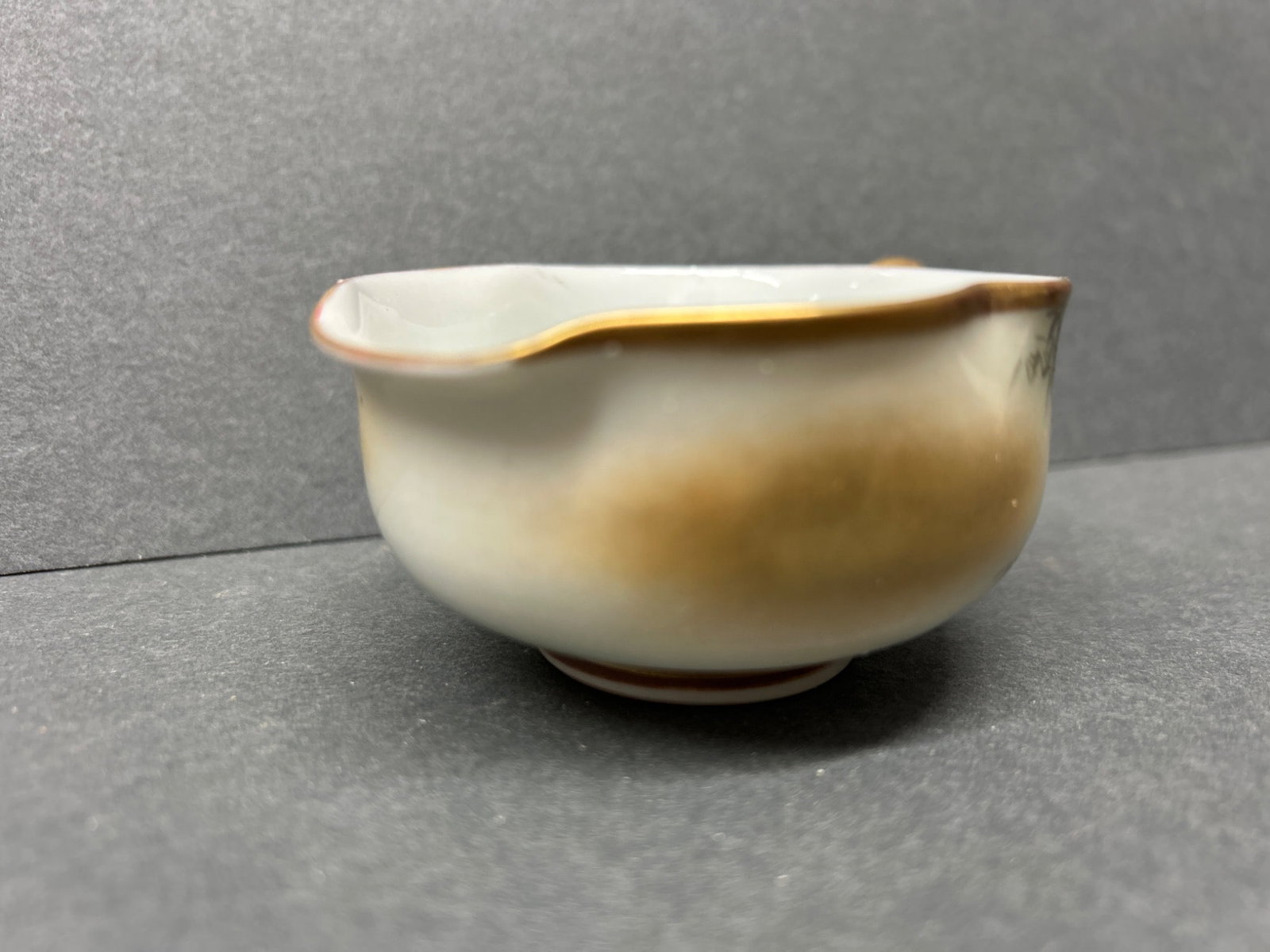 Porcelain Cup With Hand-Painted Landscape And Figure Decor, Marked Base - 3