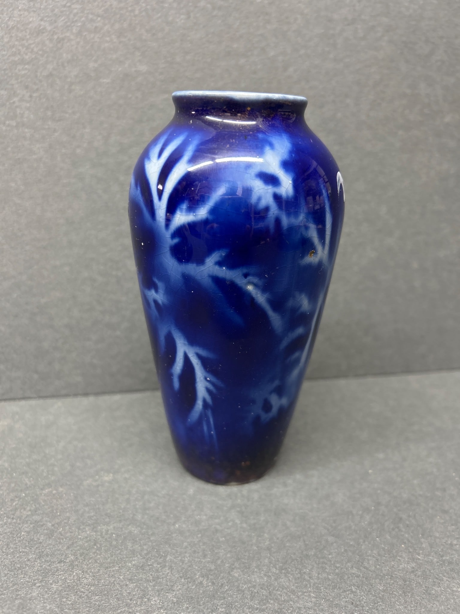Cobalt Blue Handcrafted Vase with Floral Design, Marked LEN No. 2906 - 2