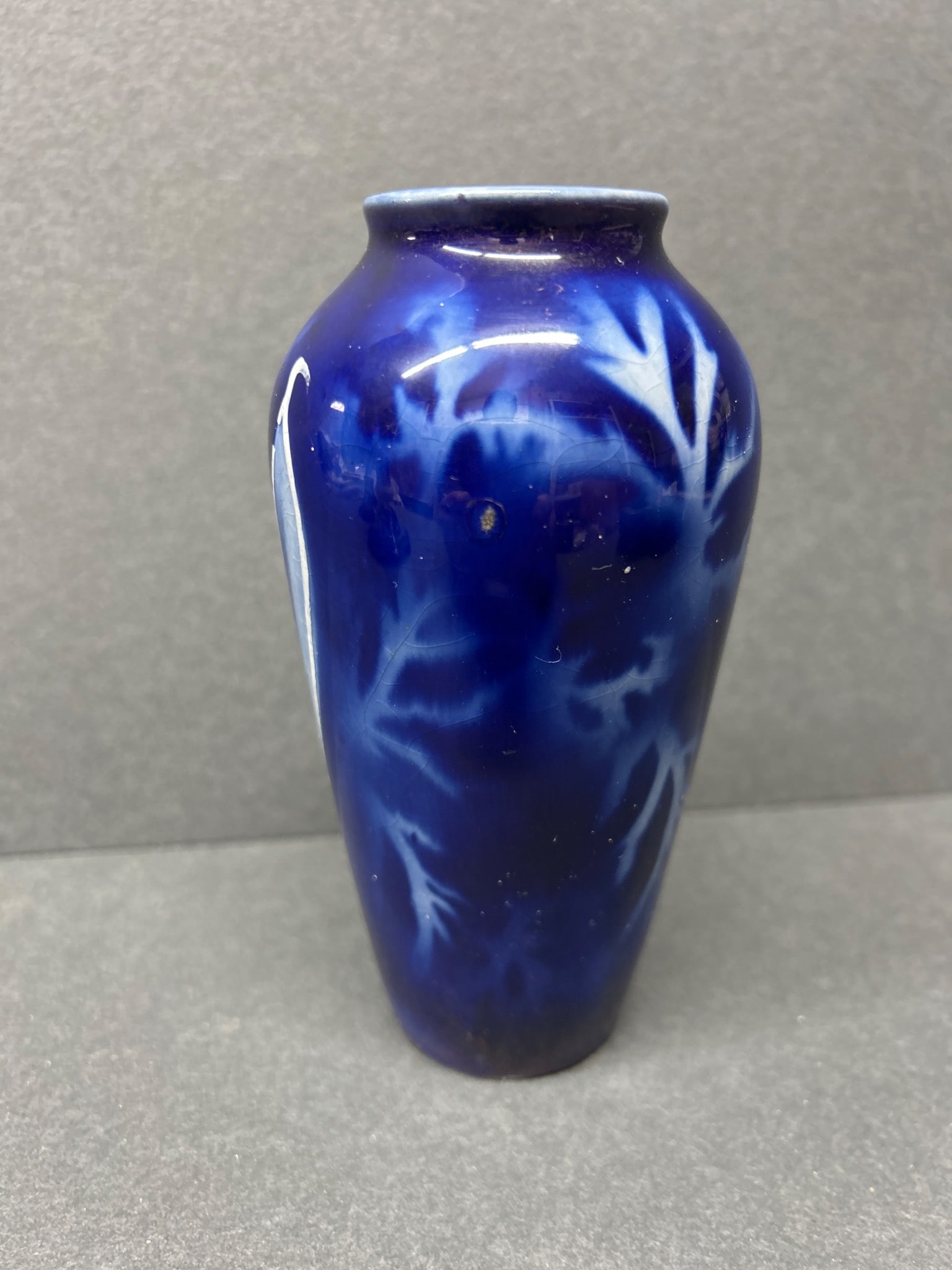 Cobalt Blue Handcrafted Vase with Floral Design, Marked LEN No. 2906 - 3
