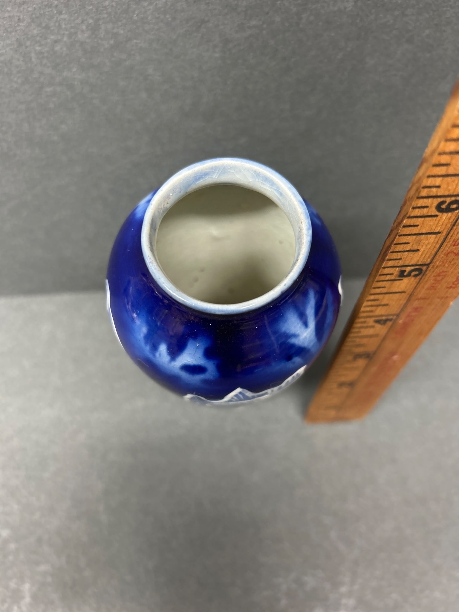 Cobalt Blue Handcrafted Vase with Floral Design, Marked LEN No. 2906 - 5