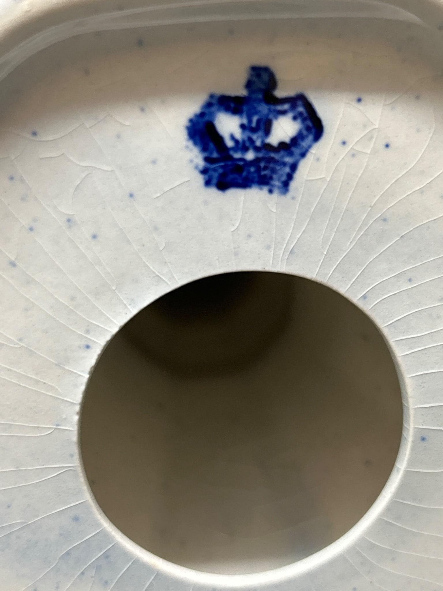 Blue And White Ceramic Candlestick With Crown Marking - 6