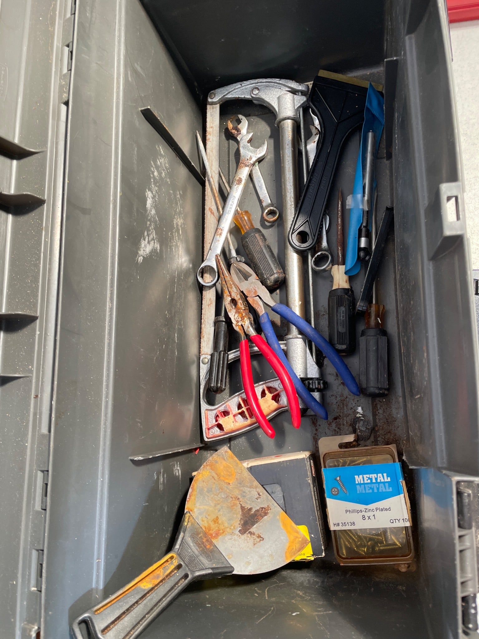 Plastic Tool Box with Assorted Hand Tools and Automotive Accessories - 3
