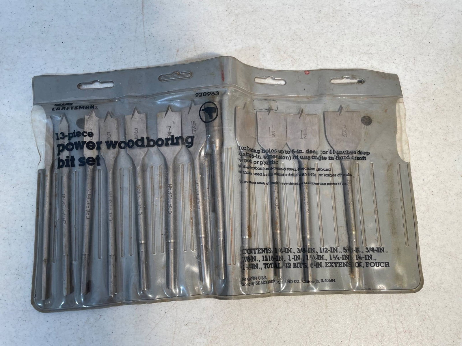 Craftsman 13-Piece Power Woodboring Bit Set Model 9-20963 (1 of 3)