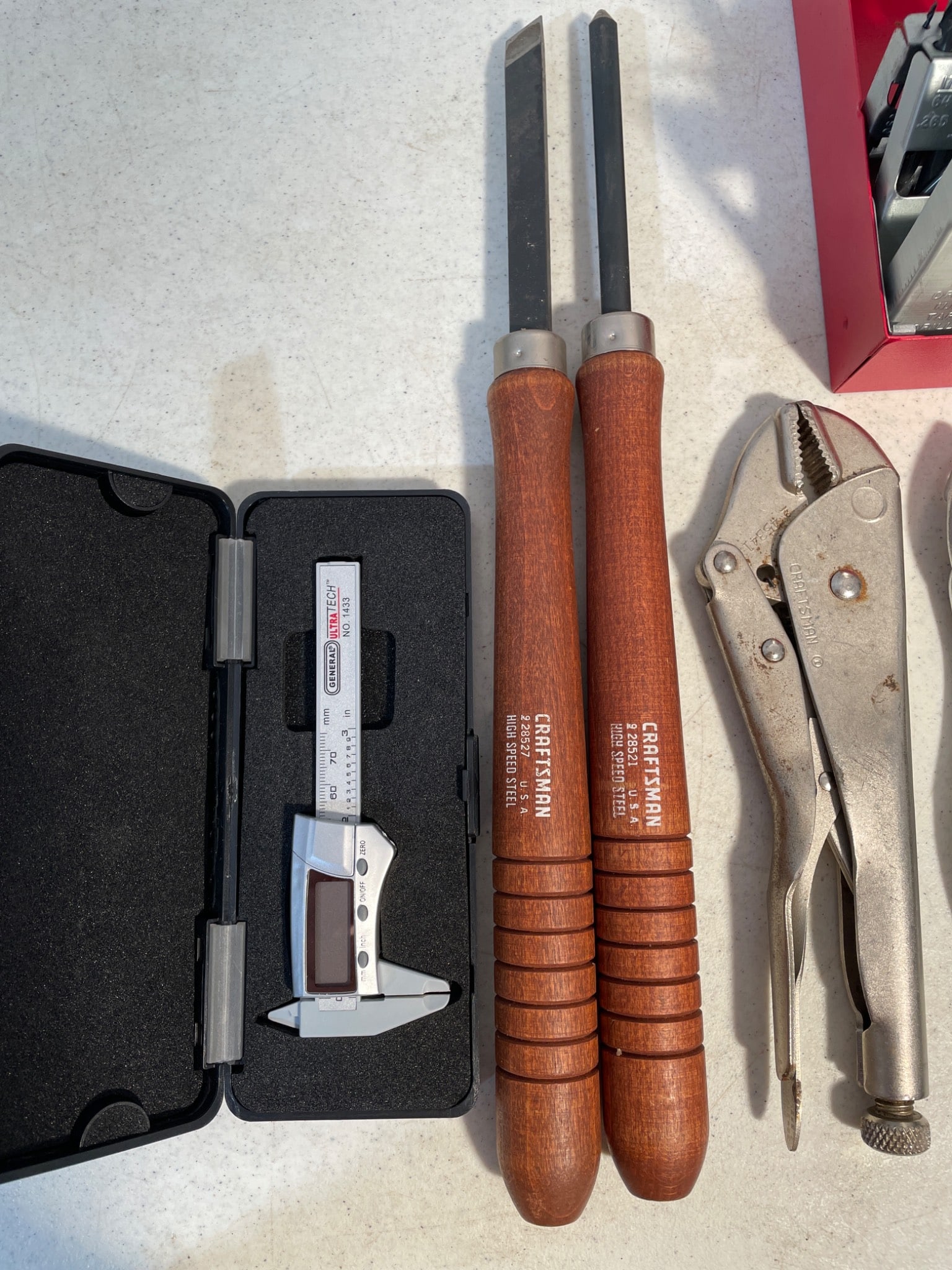 Tools Including Turning Chisels, Caliper, and Drill Bit Set - 2