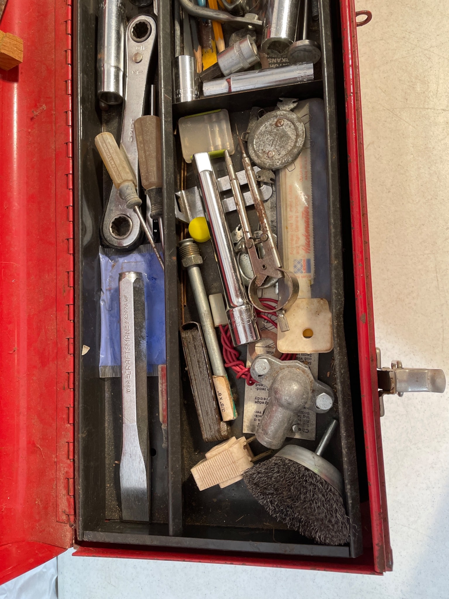Craftsman Red Metal Toolbox with Assorted Tools - 3