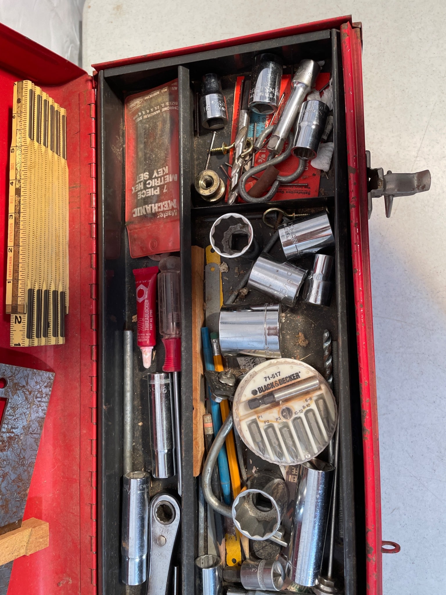 Craftsman Red Metal Toolbox with Assorted Tools - 4