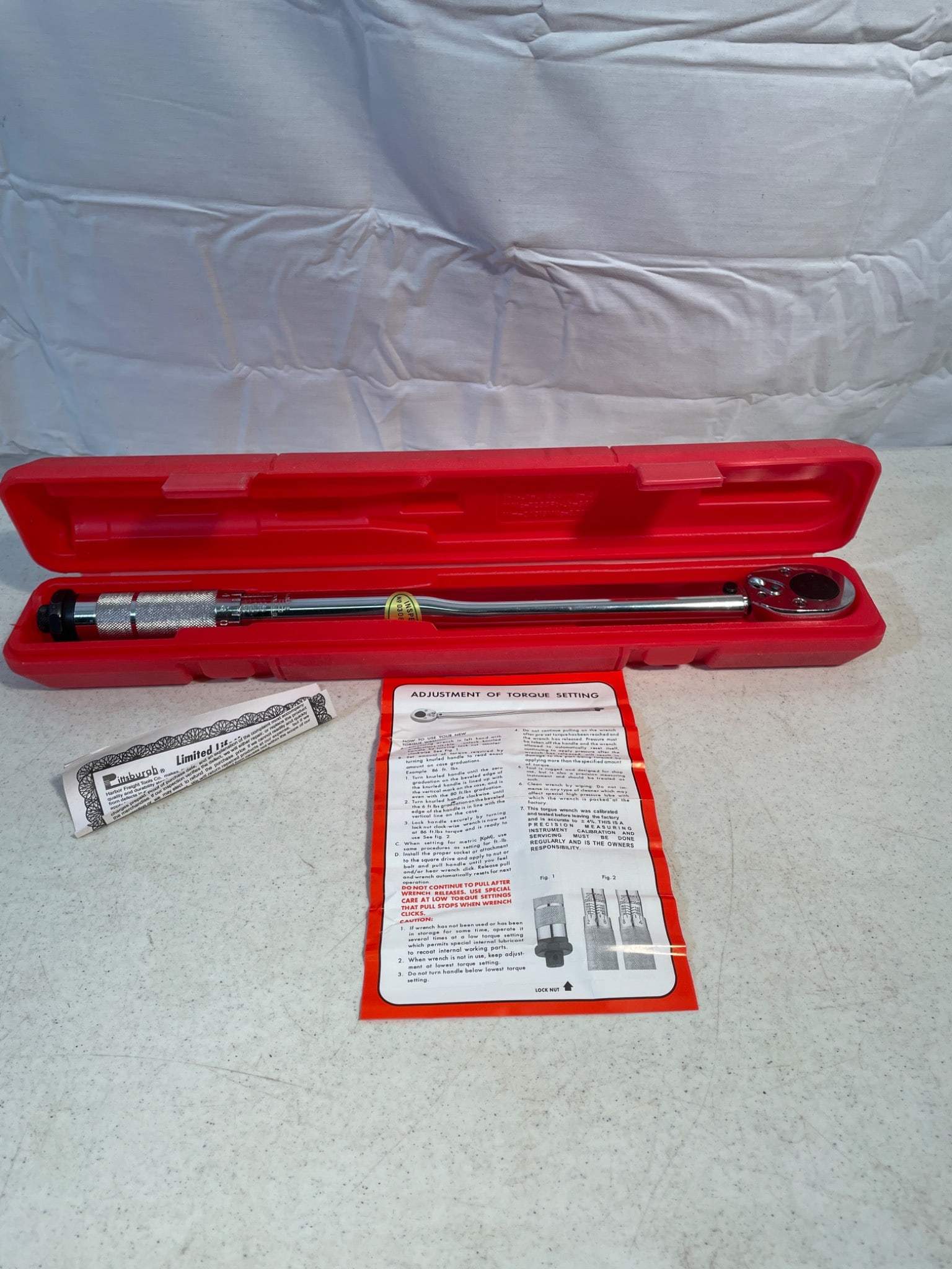 1/2 Inch Drive Adjustable Torque Wrench with Case and Manual (1 of 2)