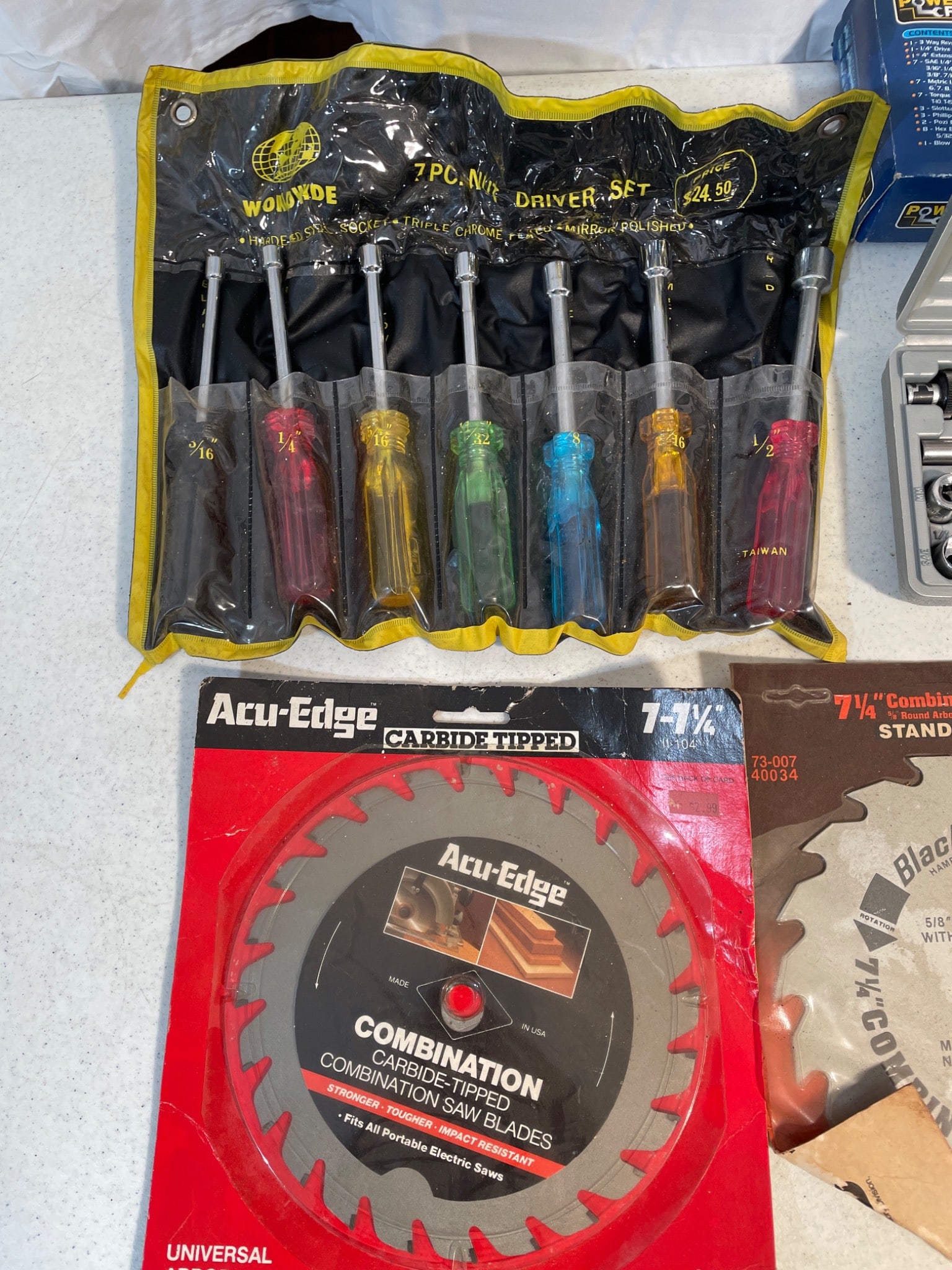 Hand Tools, Circular Saw Blades, Bike Hooks, and Signal CB Horn - 2