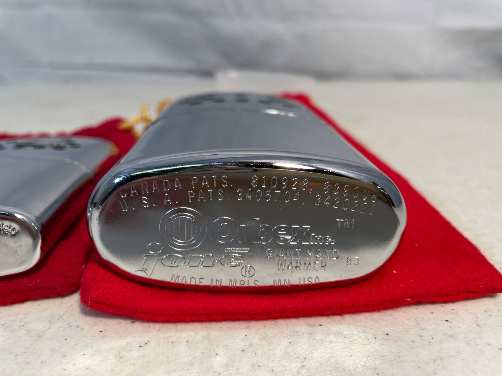 3 Jon-E Hand Warmers with Red Pouches, Made in USA - 2