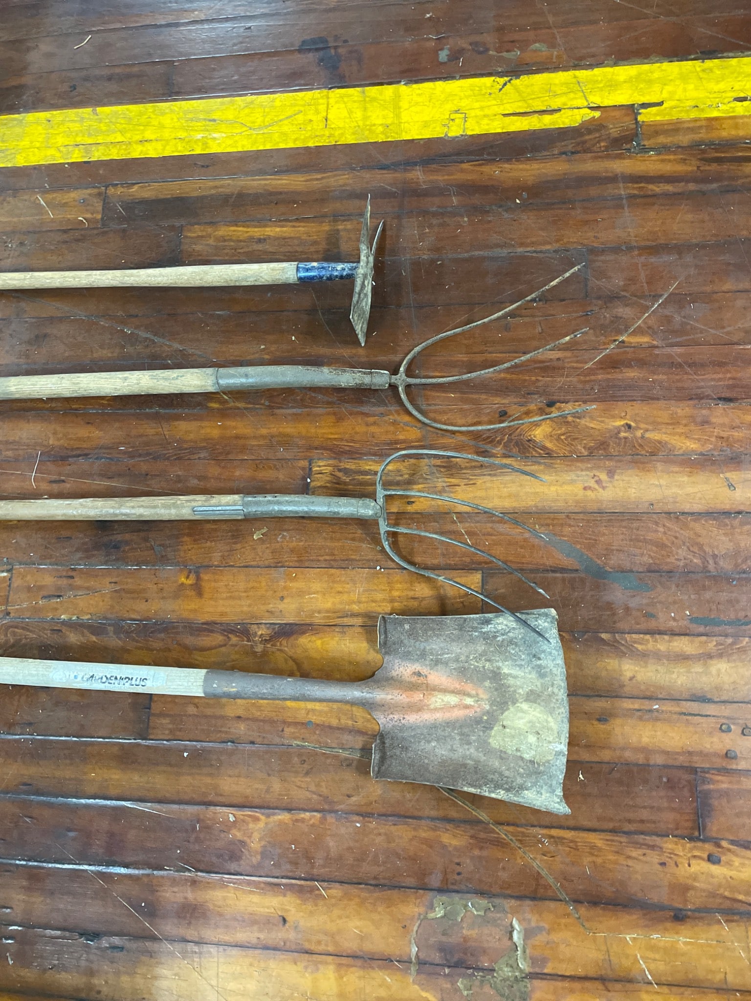 Yard Tool Lot: Hoe, Pitchforks, Shovel - 2