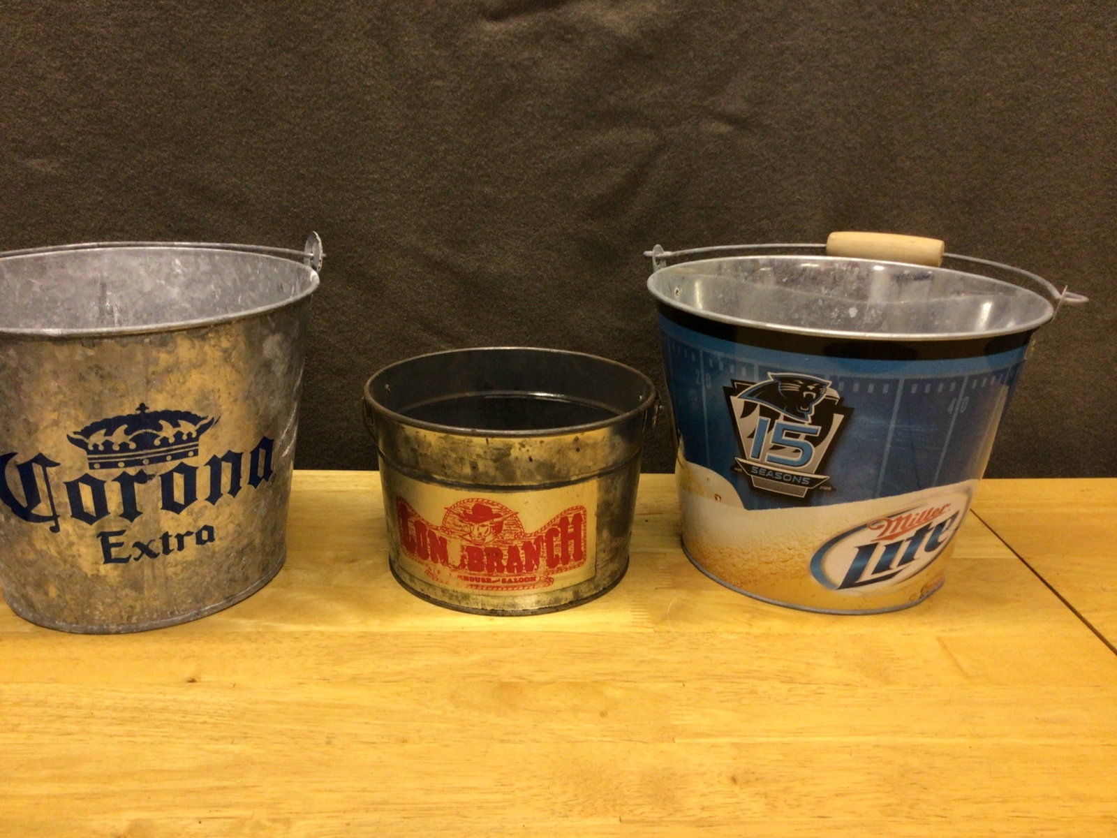 Three Branded Galvanized Metal Beverage Buckets - 2