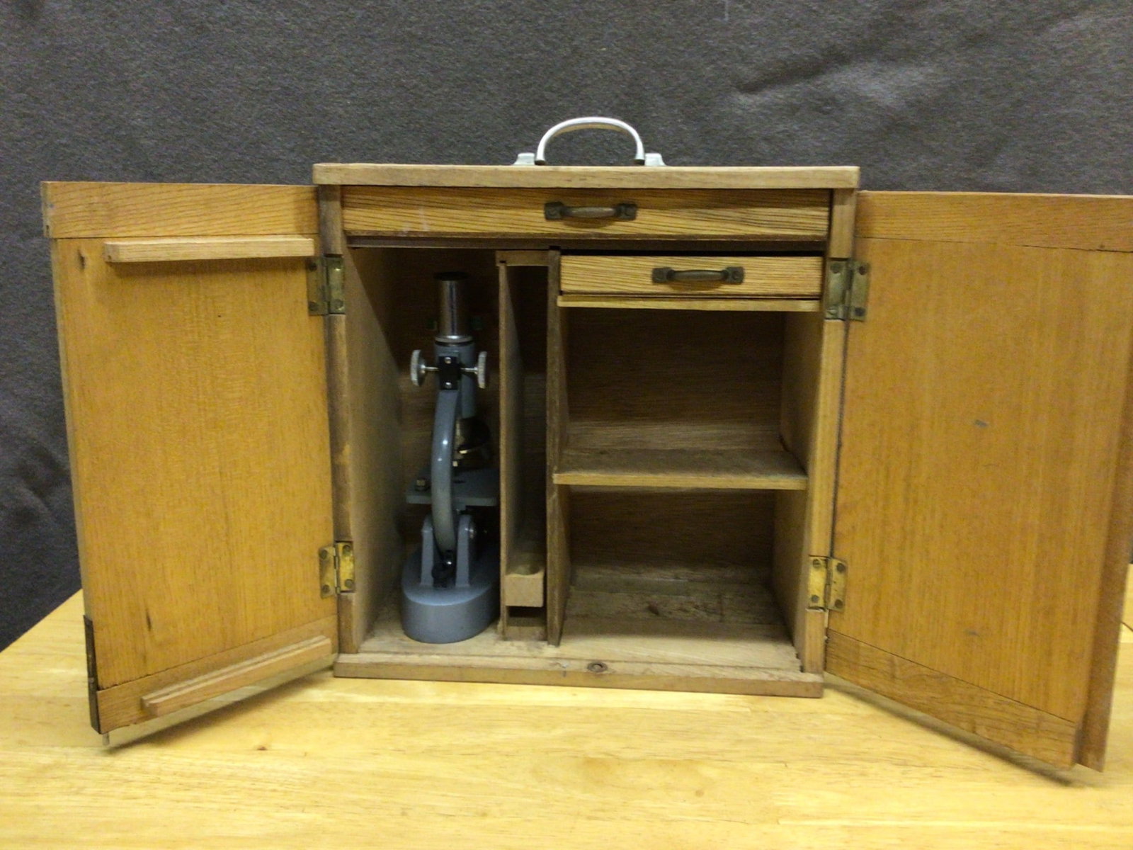 Wooden Carrying Case with Microscope and Accessories - 2