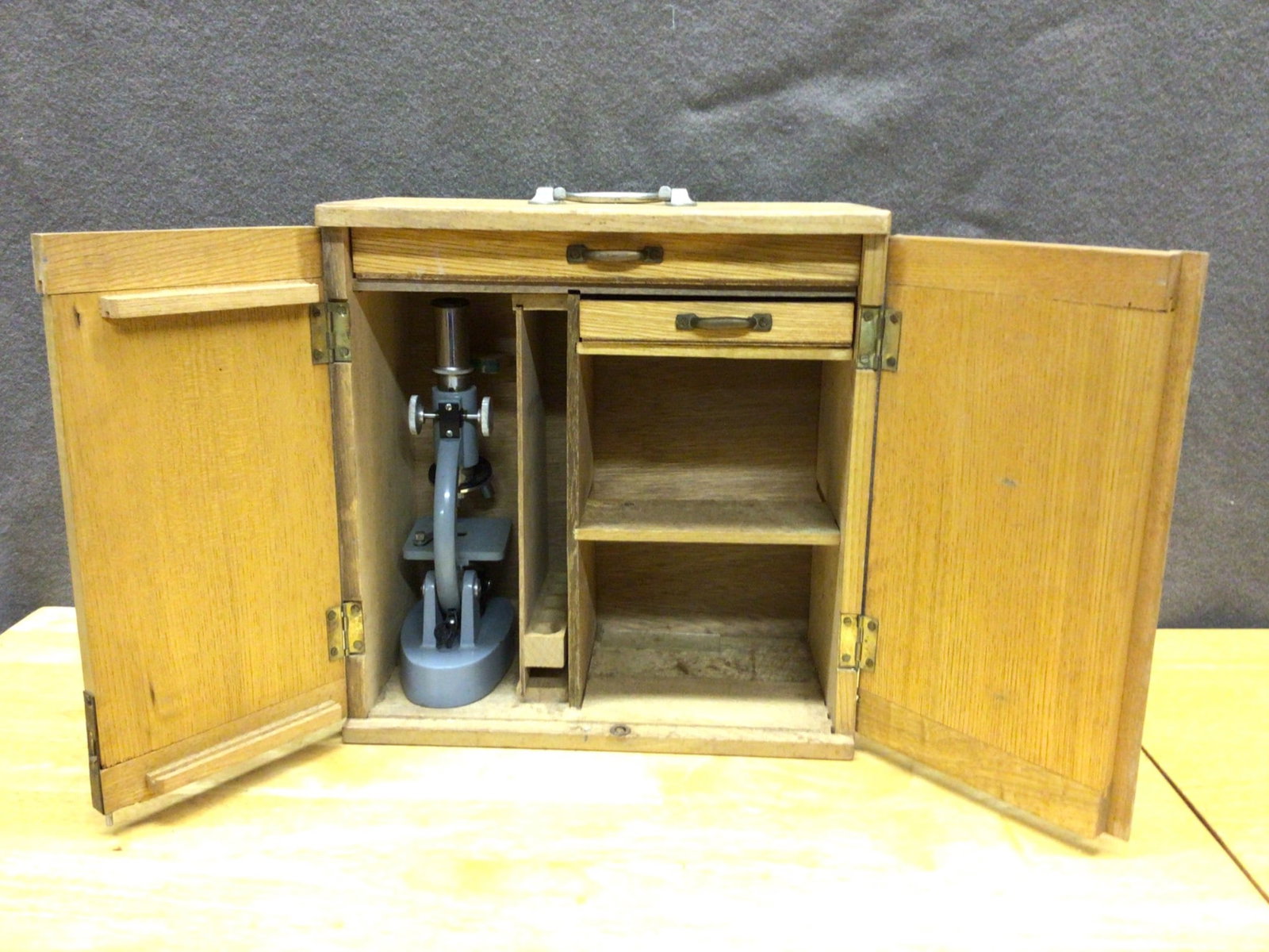 Wooden Carrying Case with Microscope and Accessories - 4